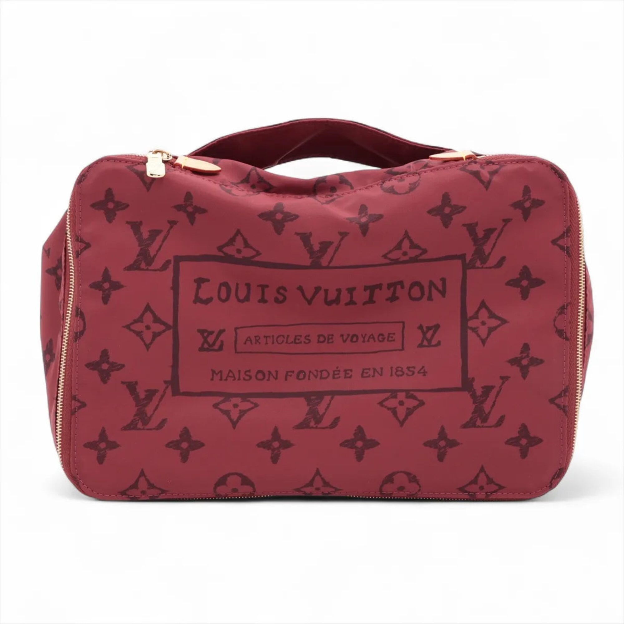 Louis Vuitton Monogram Red Color Nylon Leather Handbag Pouch (Pre-Owned)