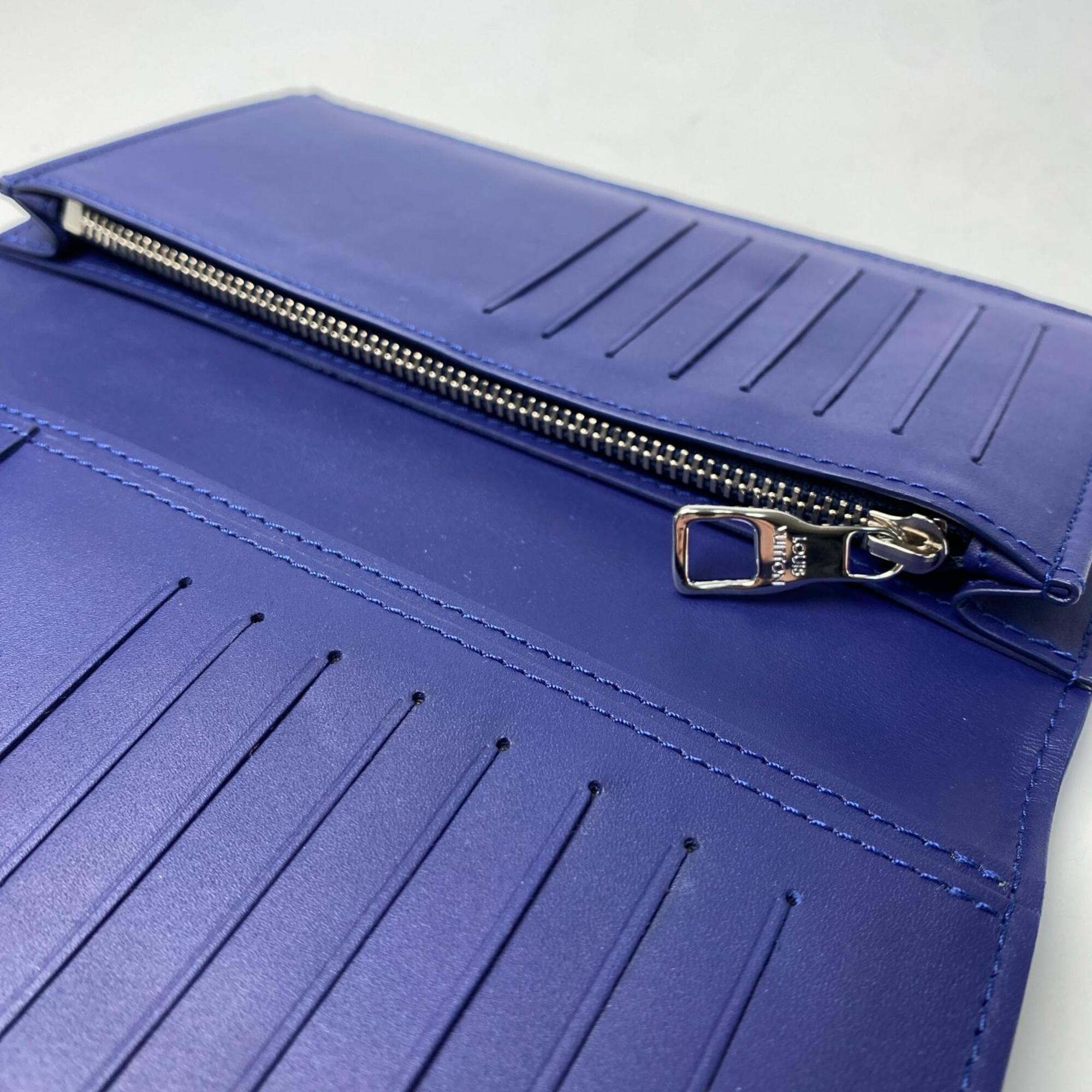 Louis Vuitton Blue Leather Long Wallet (Bi-Fold) (Pre-Owned)