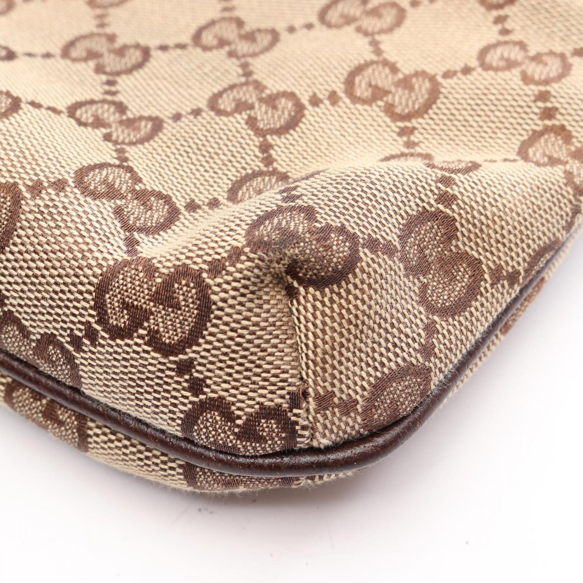 Gucci Beige Brown Gg Canvas Leather Handbag Shoulder Bag (Pre-Owned)