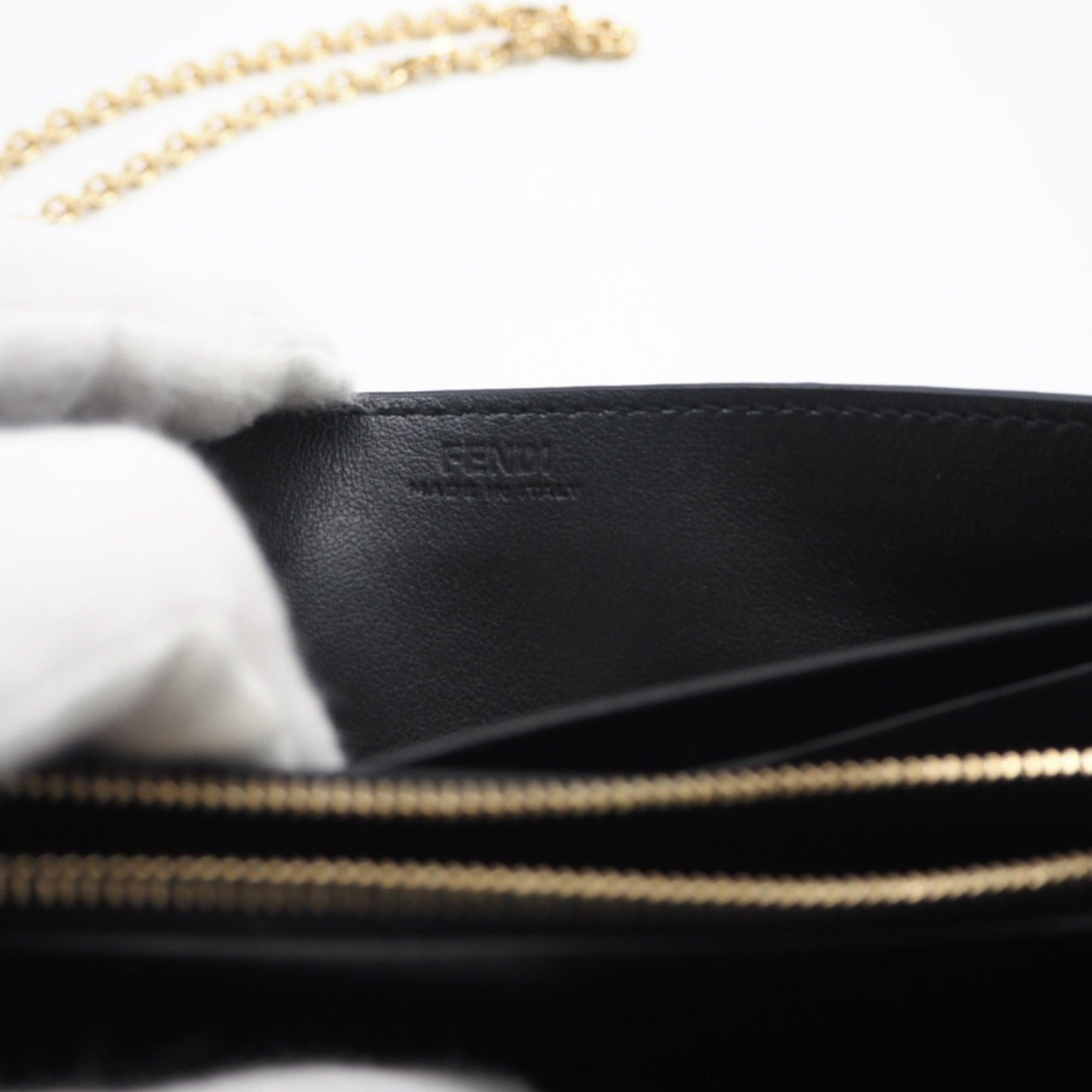 Fendi Black Leather Chain/Shoulder Wallet (Pre-Owned)