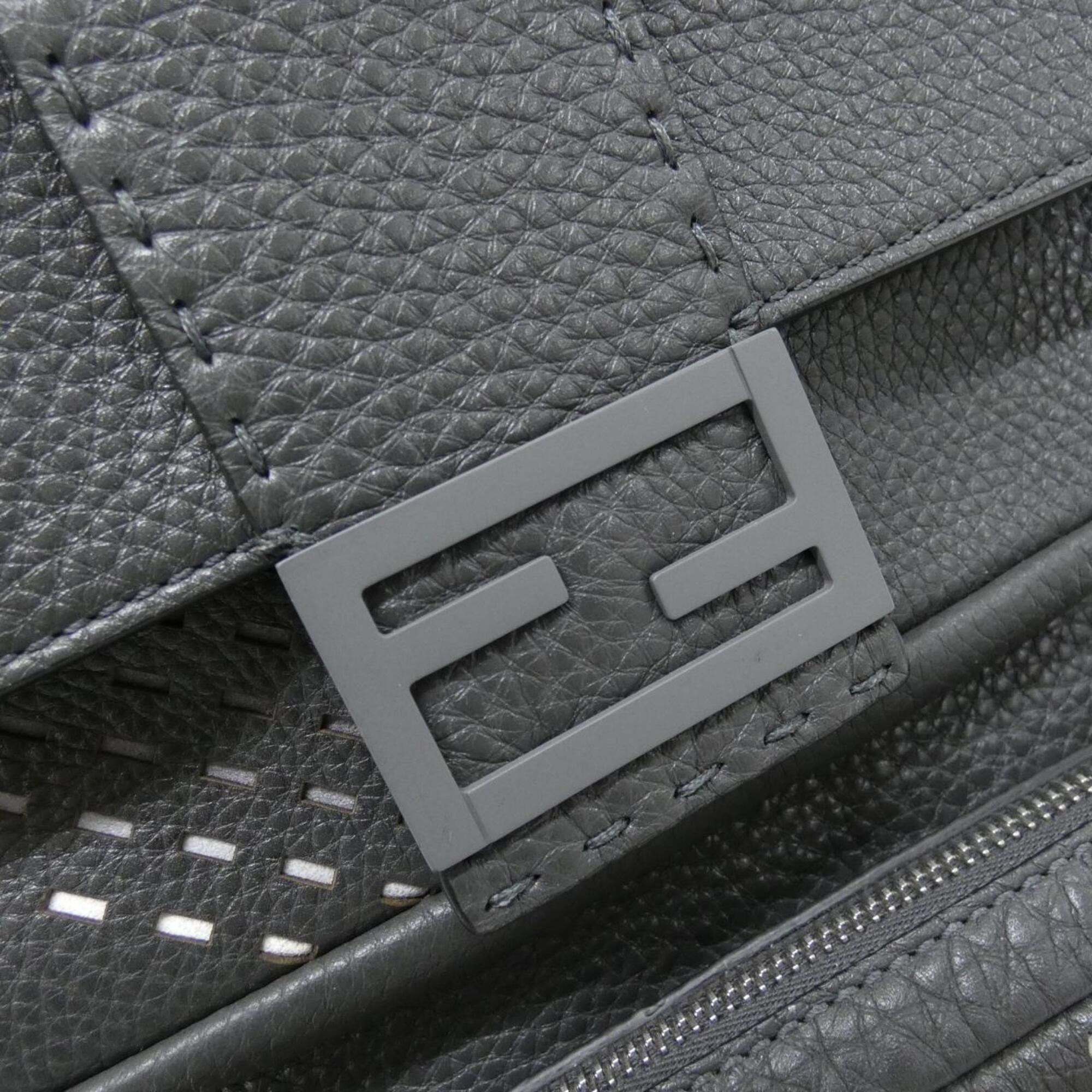 Fendi Selleria Silver Leather Backpack (Pre-Owned)