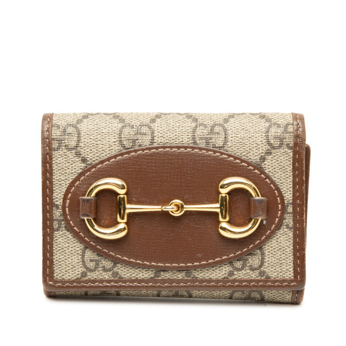 Gucci Gg Supreme Beige Brown Pvc Leather Wallet (Tri-Fold) (Pre-Owned)