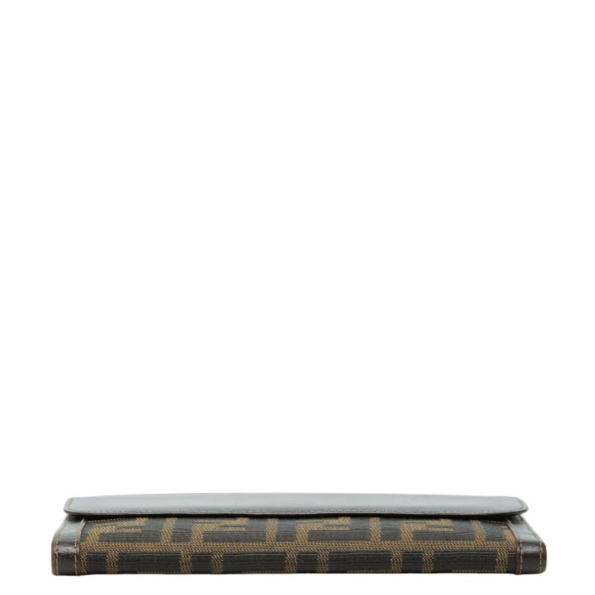 Fendi Brown Canvas Leather Long Wallet (Bi-Fold) (Pre-Owned)