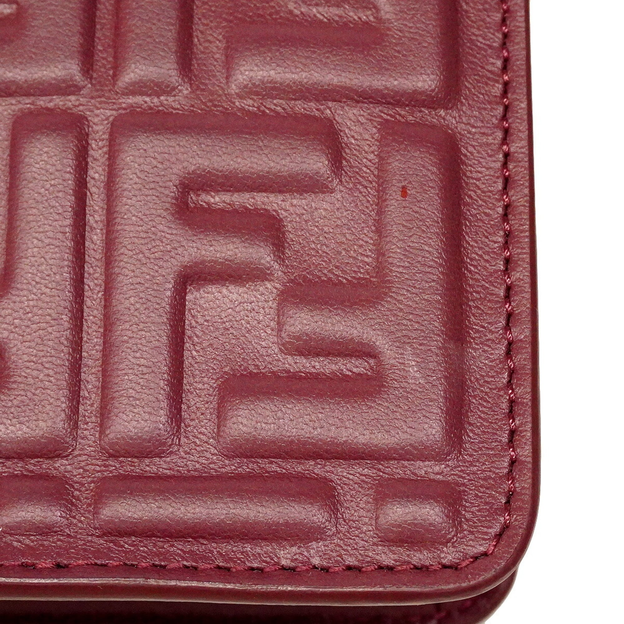 Fendi Bordeaux Leather Shoulder Bag (Pre-Owned)