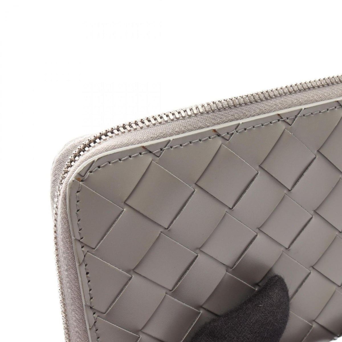 Bottega Veneta Gray Intrecciato Long Wallet (Bi-Fold) (Pre-Owned)