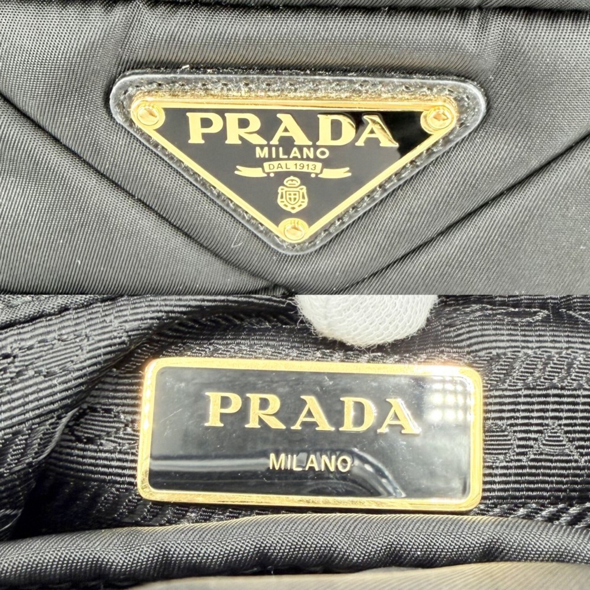 Prada Black Nylon Handbag Pouch Shoulder Bag Tote Bag (Pre-Owned)