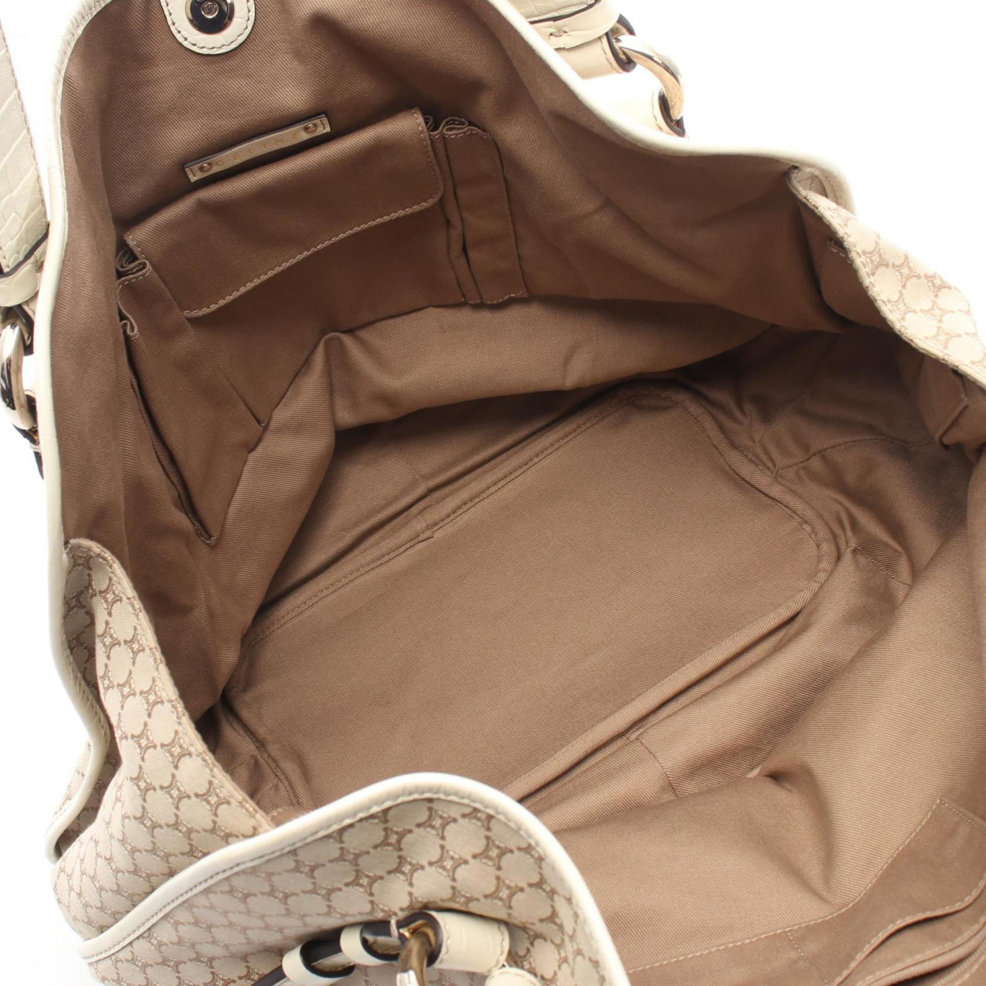 Celine Beige Ivory Coated Canvas Leather Handbag Tote Bag (Pre-Owned)