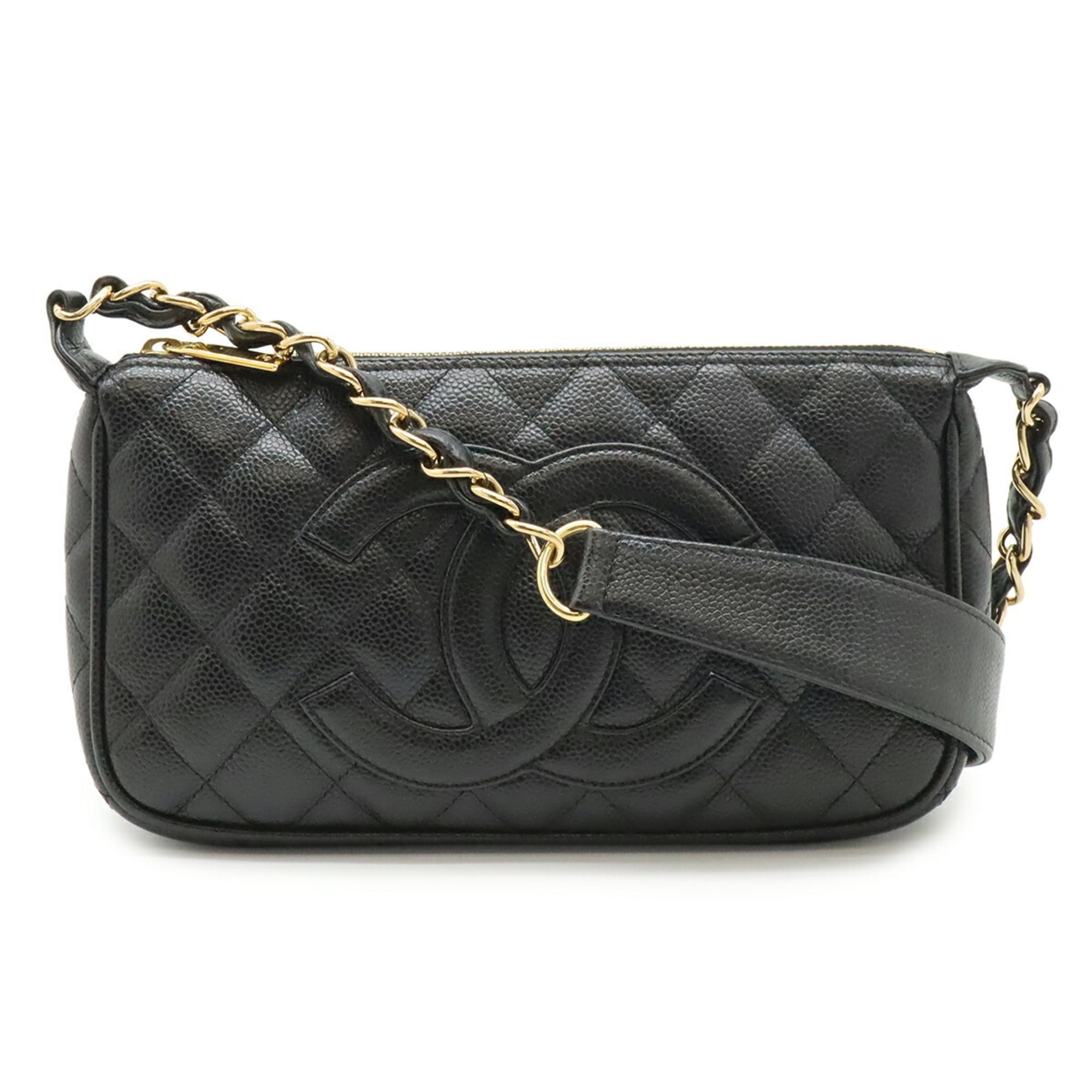 Chanel Matelasse Black Grained Calfskin Shoulder Bag (Pre-Owned)