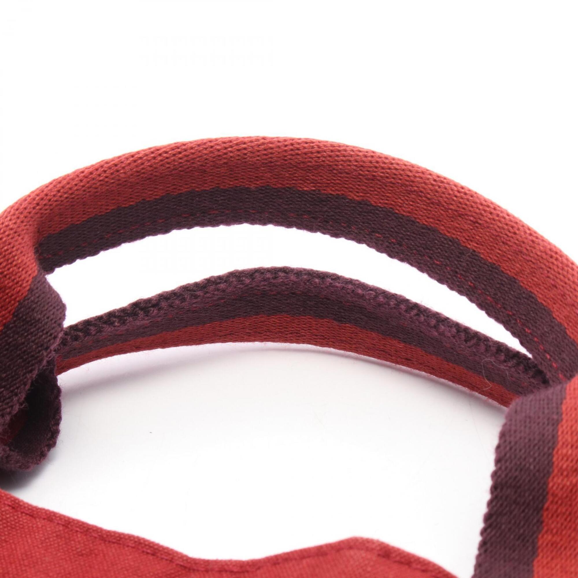 Hermes Bordeaux Red Color Canvas Handbag Tote Bag (Pre-Owned)