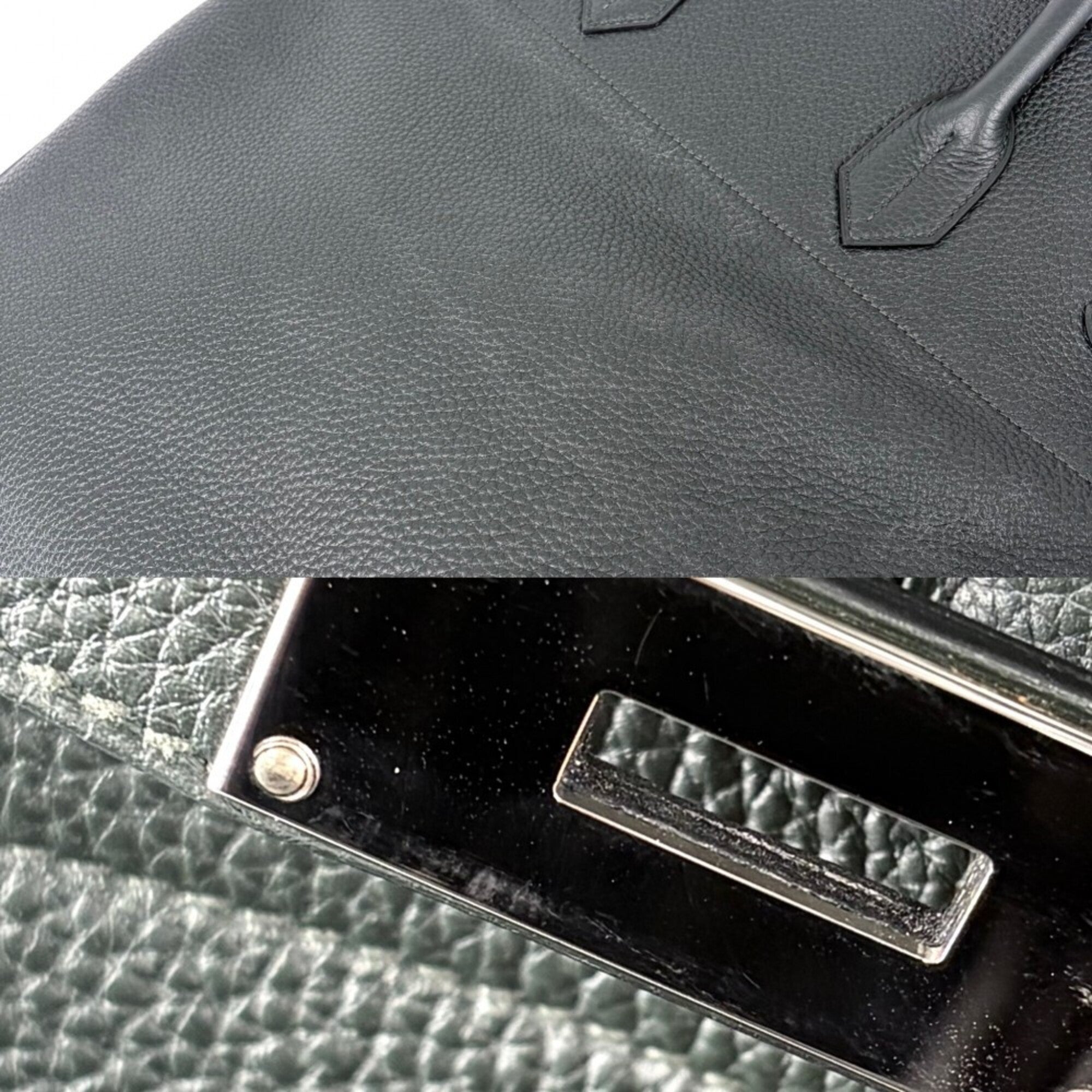 Hermes Dark Green Leather Handbag (Pre-Owned)