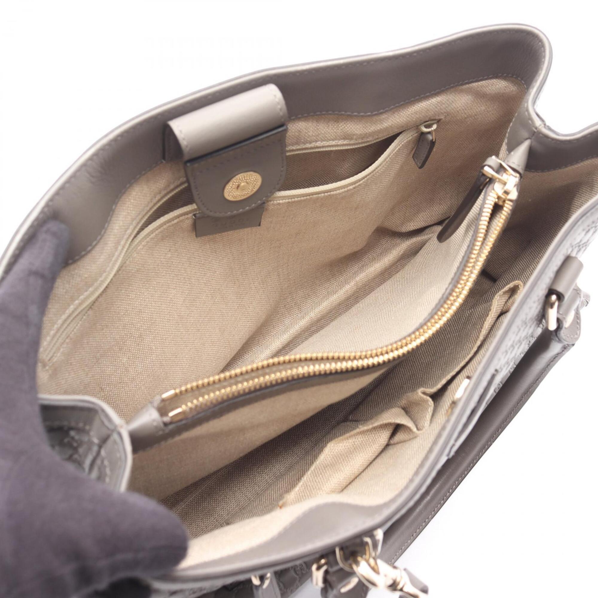 Gucci Gray Leather Handbag (Pre-Owned)