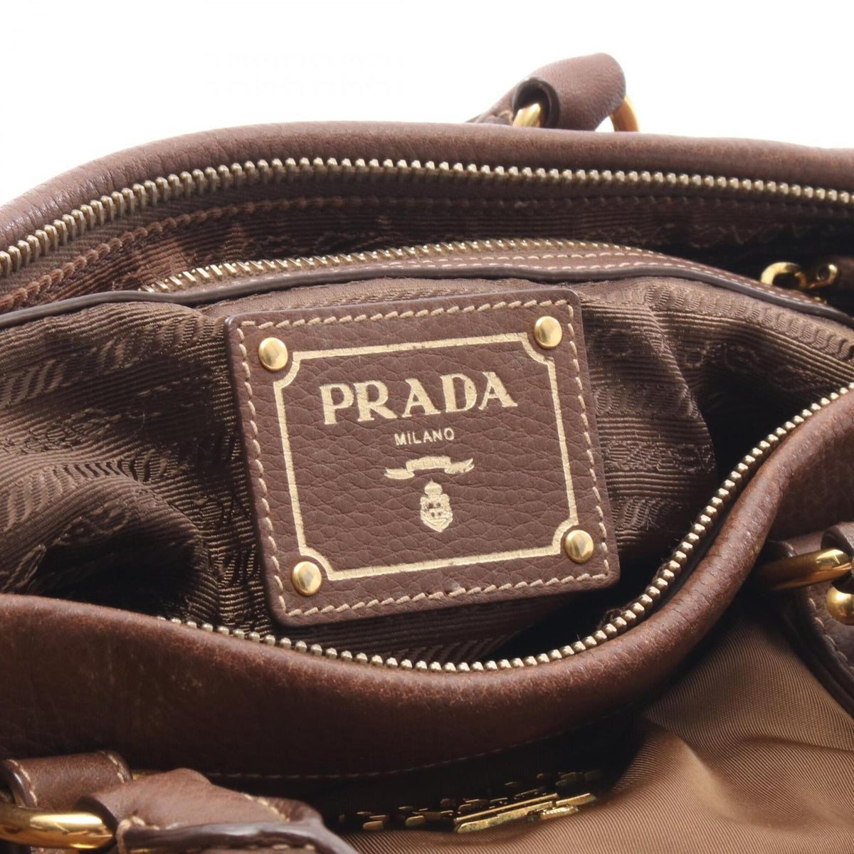 Prada Brown Nylon Leather Handbag (Pre-Owned)