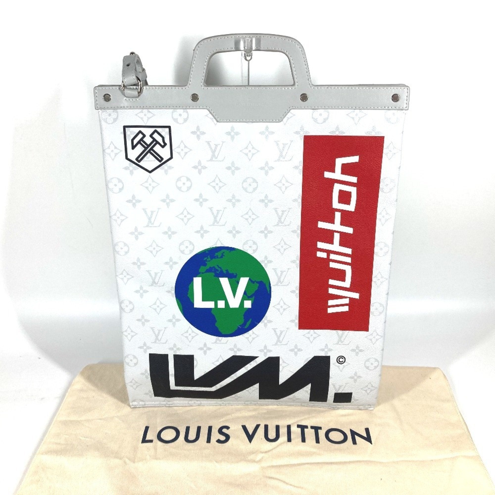 Louis Vuitton White Monogram Handbag Shoulder Bag Tote Bag (Pre-Owned)