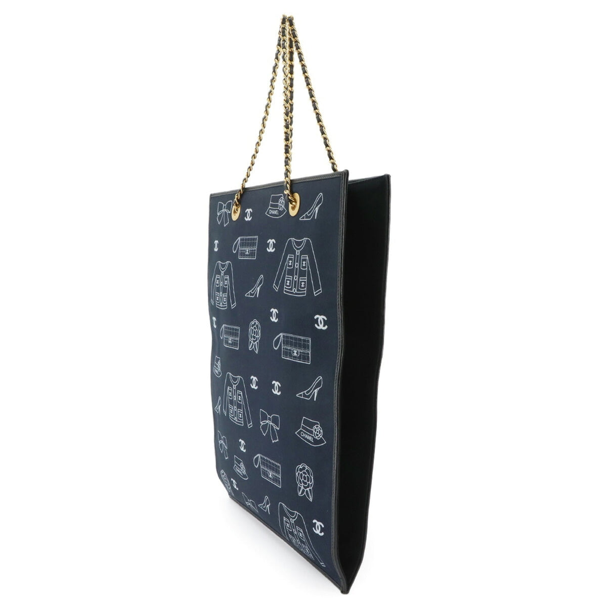 Chanel Navy Canvas Handbag Tote Bag (Pre-Owned)