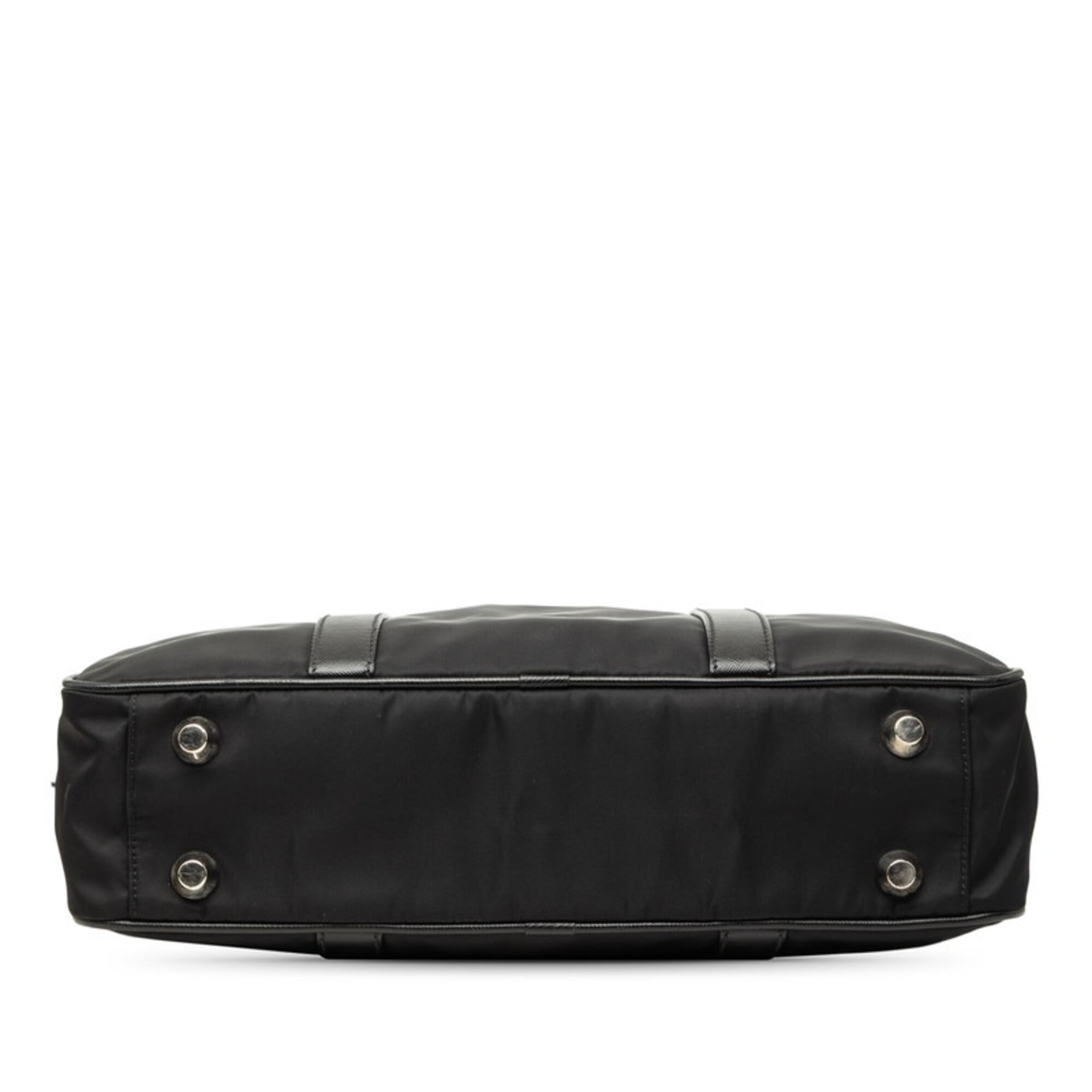Prada Black Nylon Leather Briefcase (Pre-Owned)