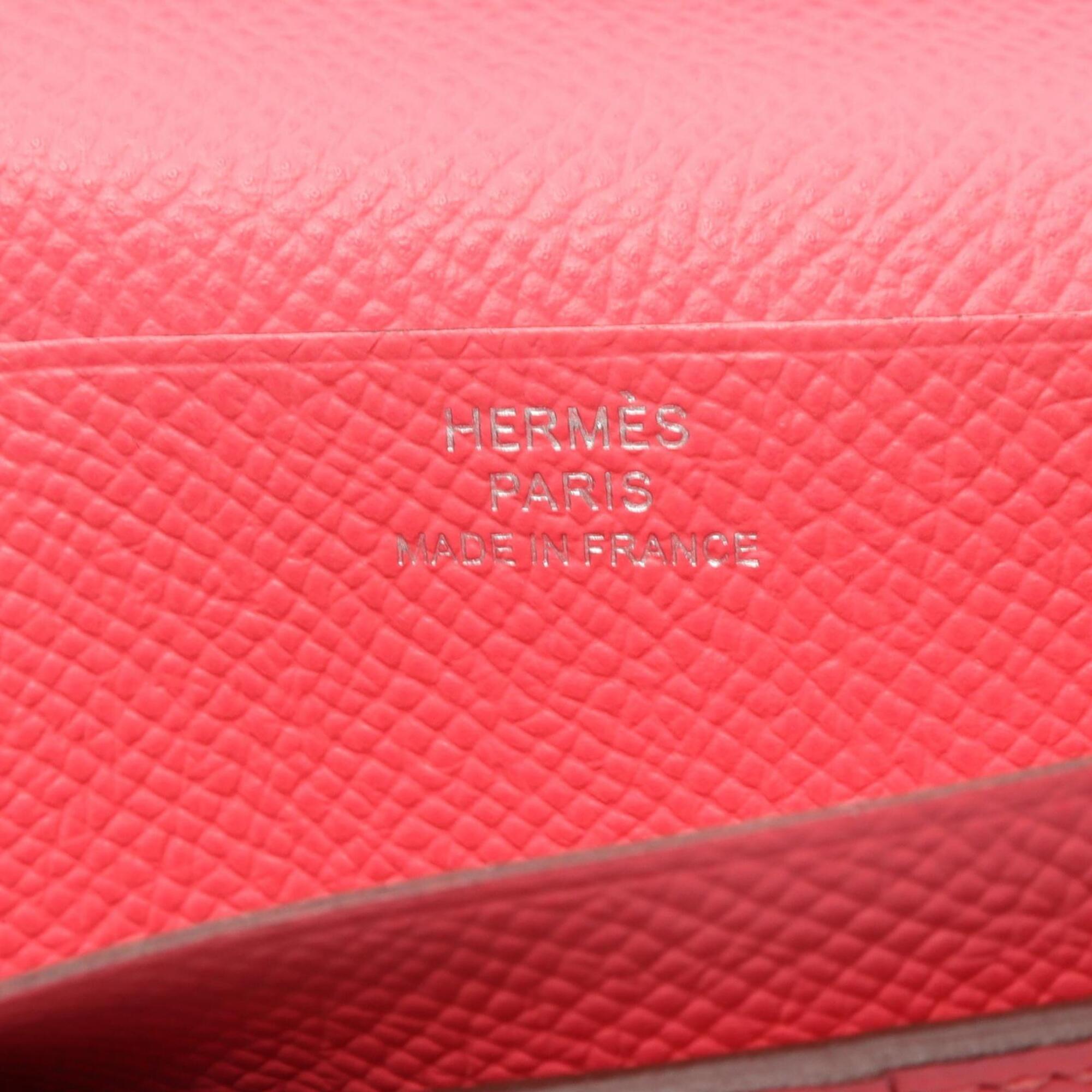 Hermes Orange Pink Epsom Leather Long Wallet (Bi-Fold) (Pre-Owned)