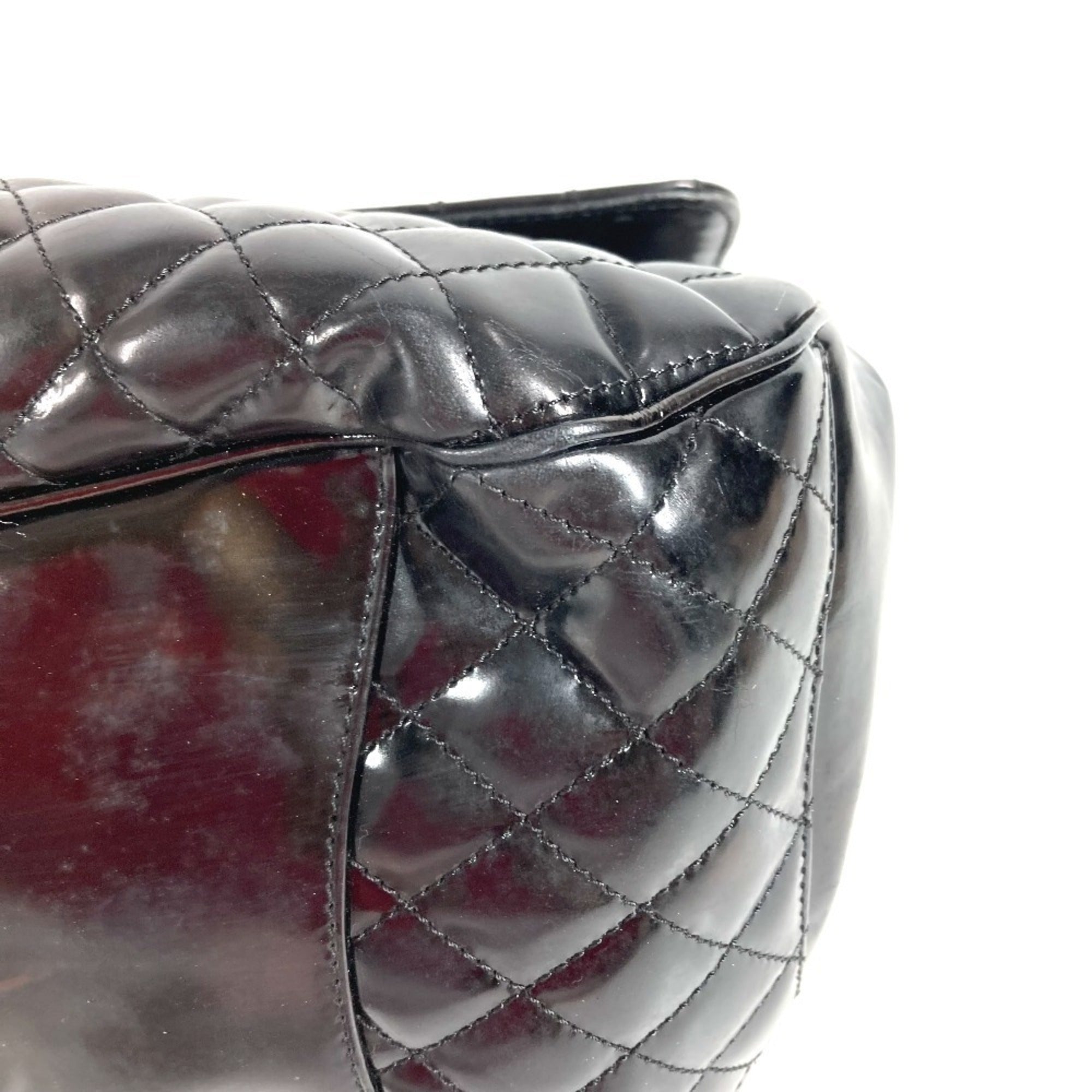Chanel Black Leather Handbag Shoulder Bag Tote Bag (Pre-Owned)