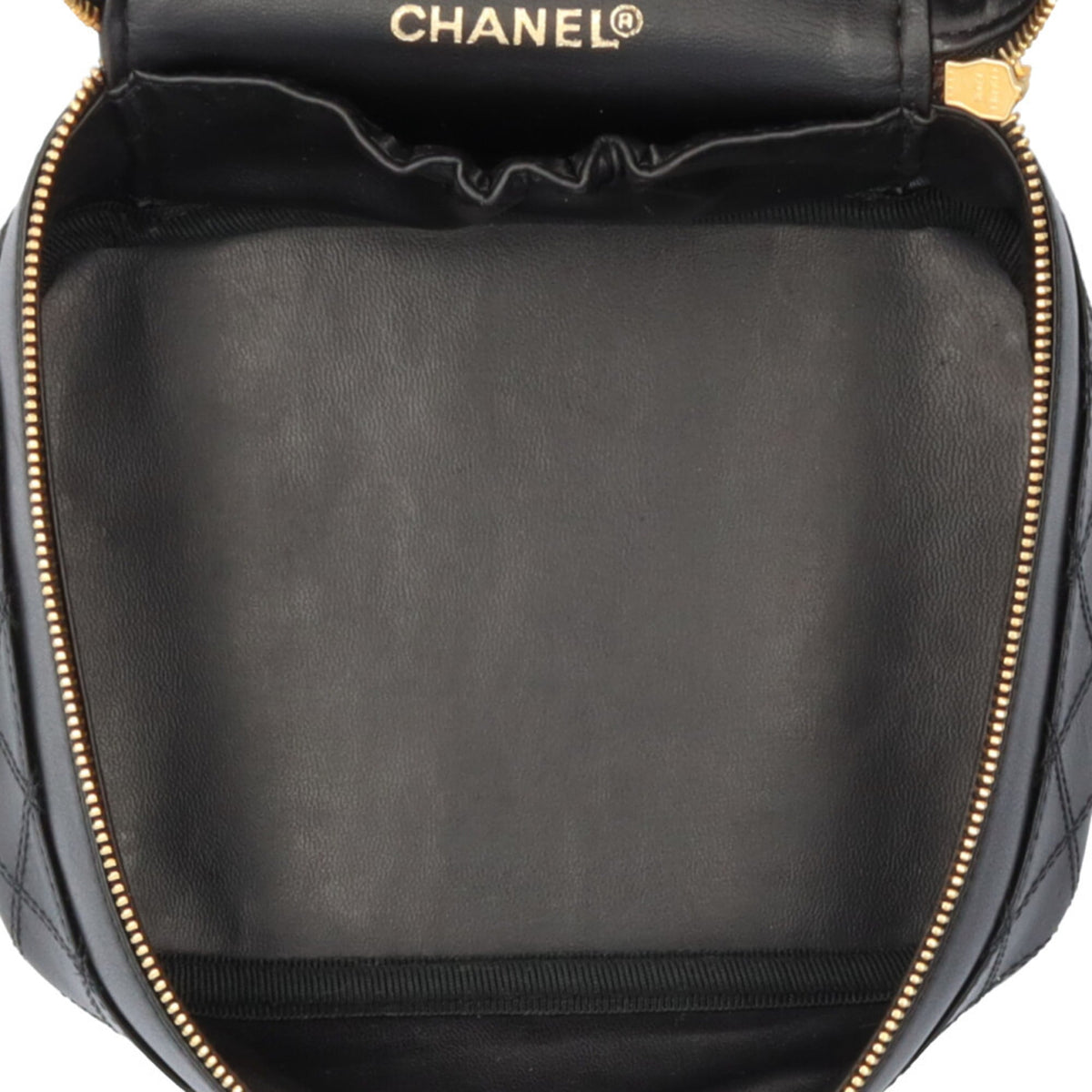 Chanel Black Leather Handbag Vanity Bag (Pre-Owned)