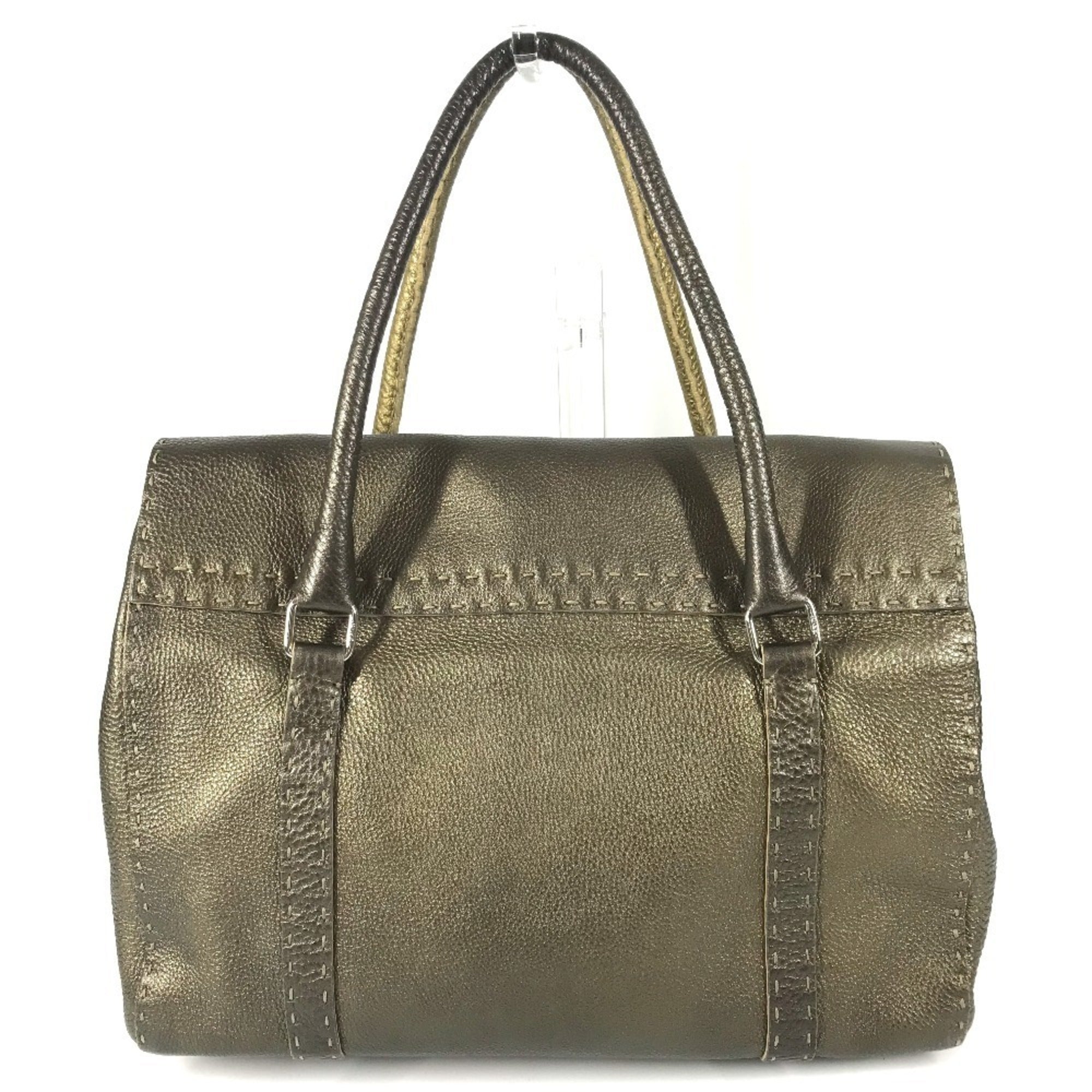 Fendi Selleria Metallic Gold Leather Handbag Tote Bag (Pre-Owned)