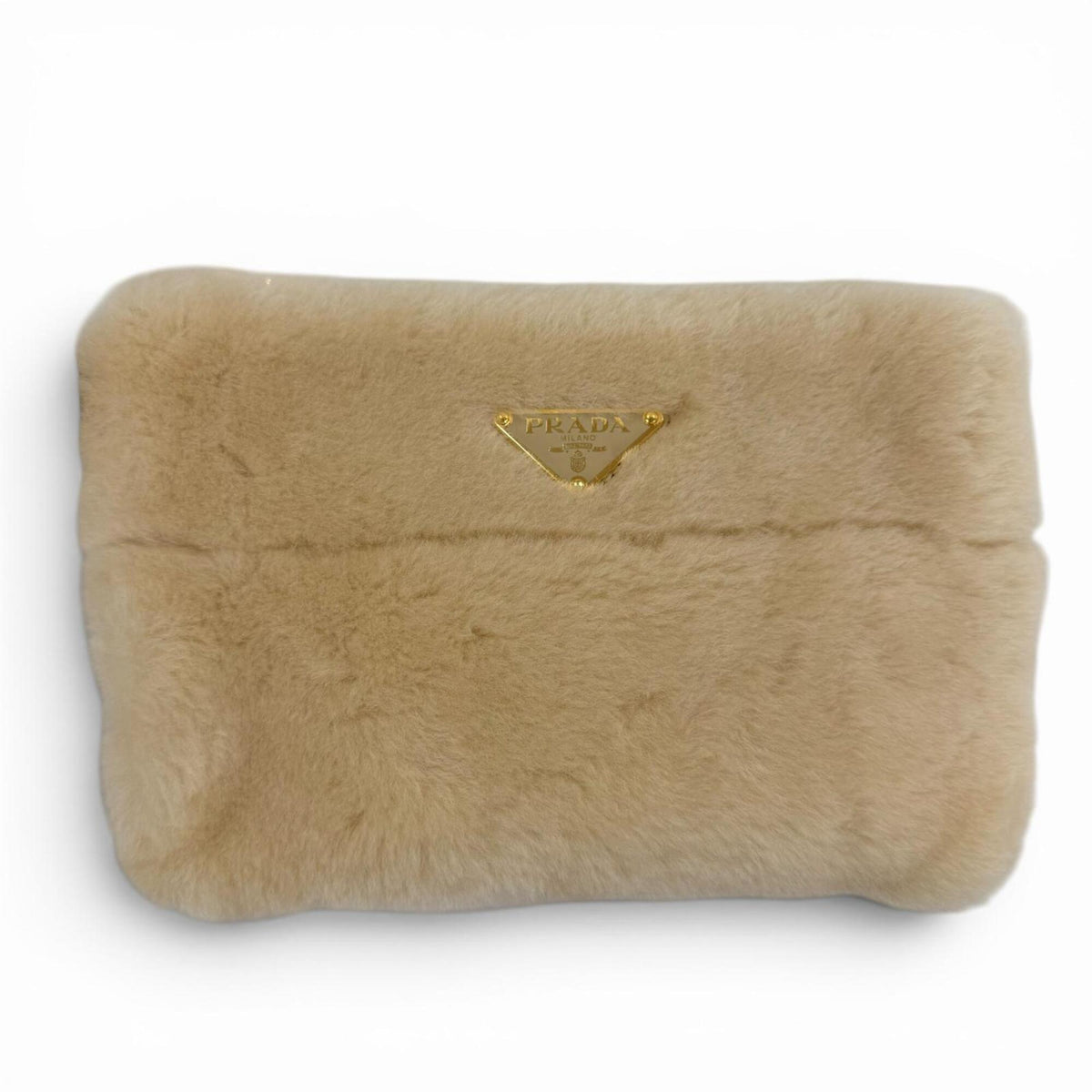 Prada Beige Leather Pouch Shoulder Bag (Pre-Owned)