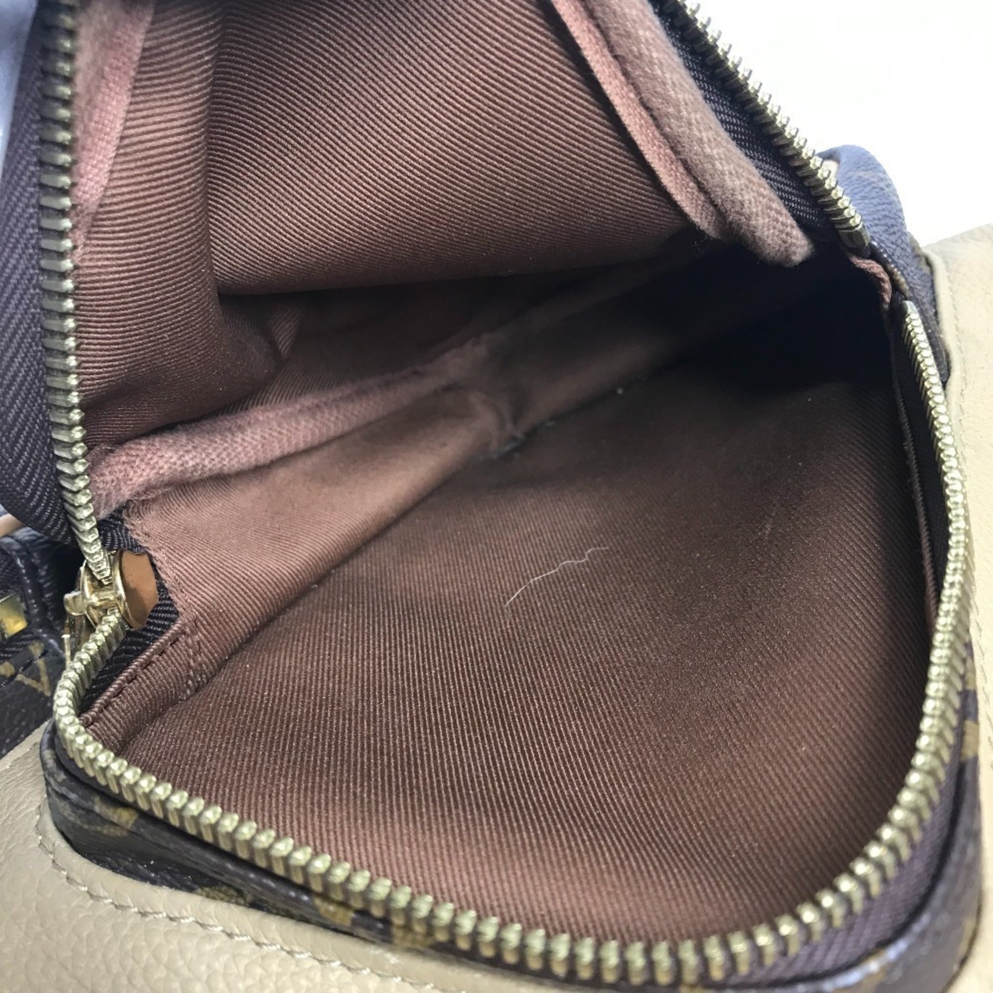 Louis Vuitton Beige Brown Monogram Canvas Leather Shoulder Bag (Pre-Owned)