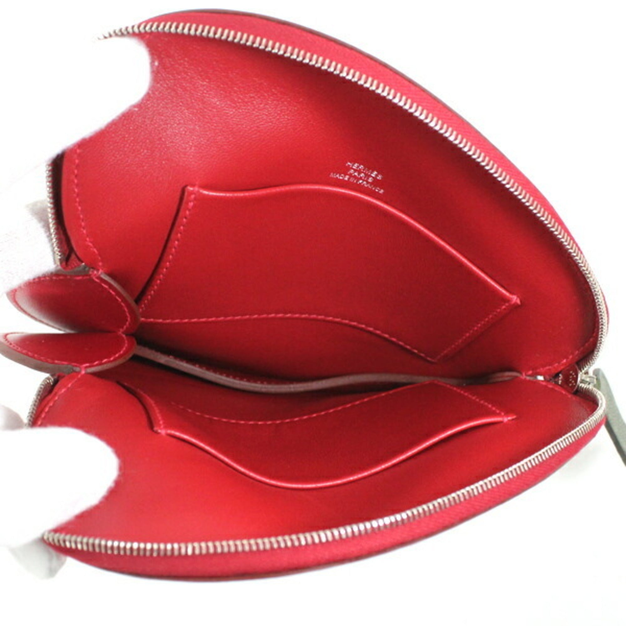 Hermes Rouge Vif Tadelakt Leather Chevre Leather Pochette Pouch (Pre-Owned)