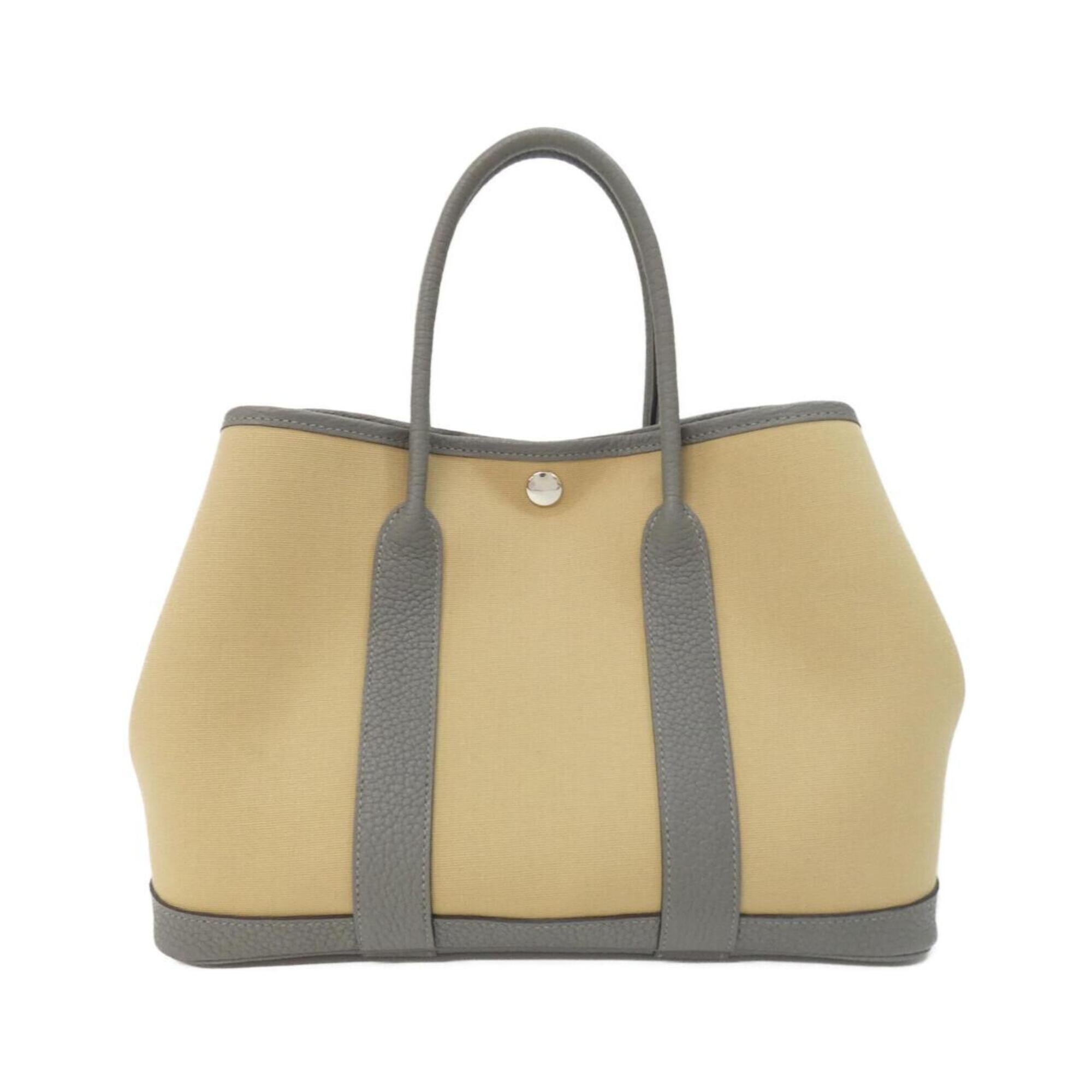 Hermes Beige Toile Officier Negonda Leather Handbag (Pre-Owned)
