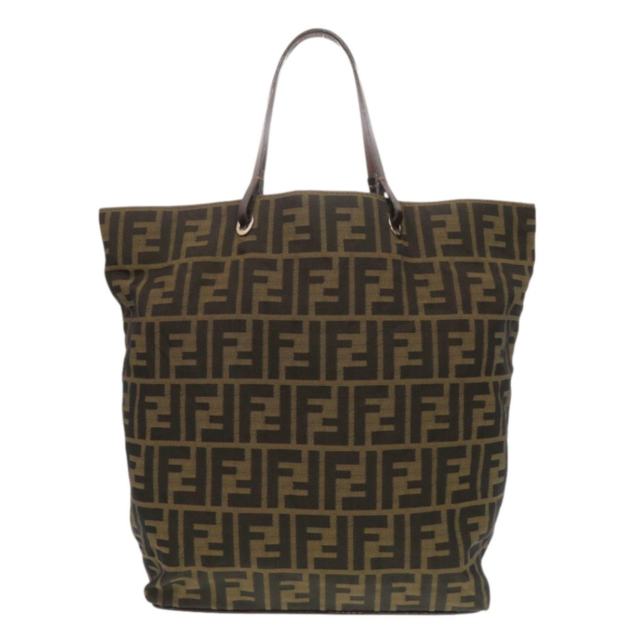 Fendi Brown Canvas Leather Tote Bag (Pre-Owned)
