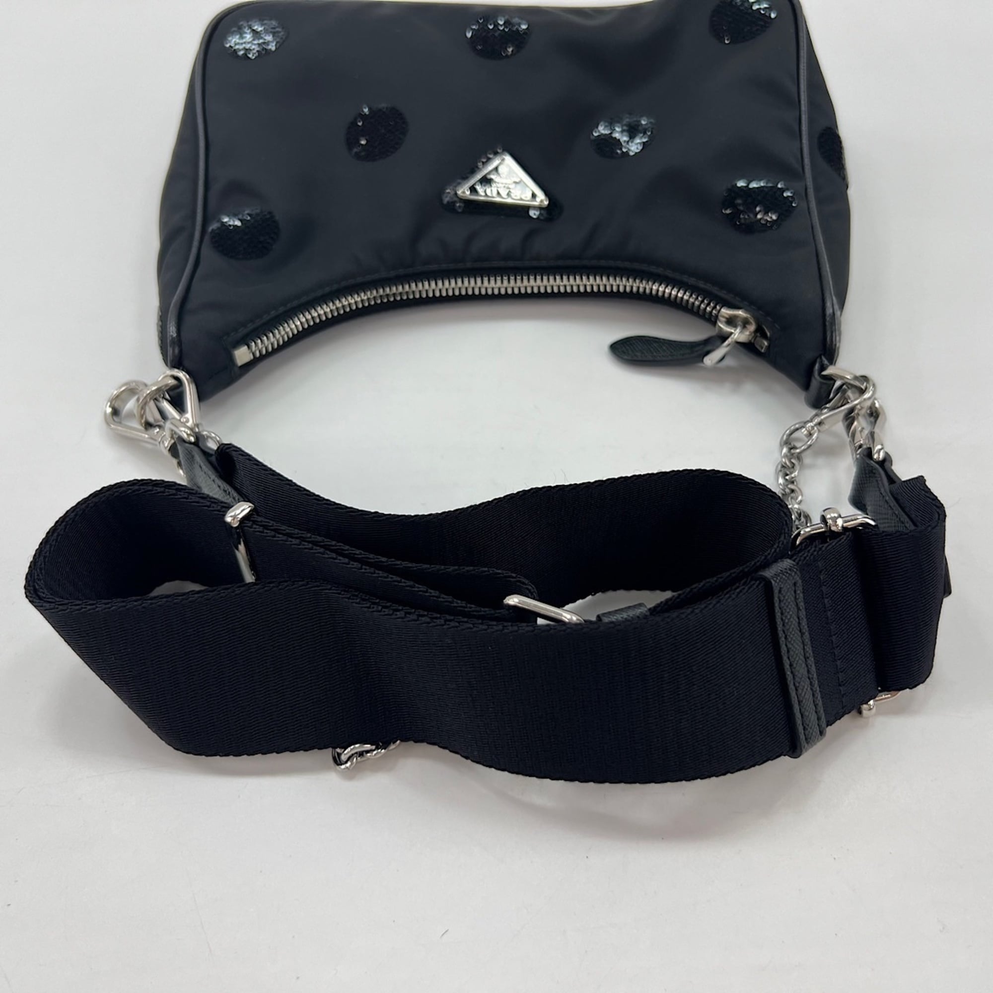 Prada Black Spangles Handbag Shoulder Bag (Pre-Owned)