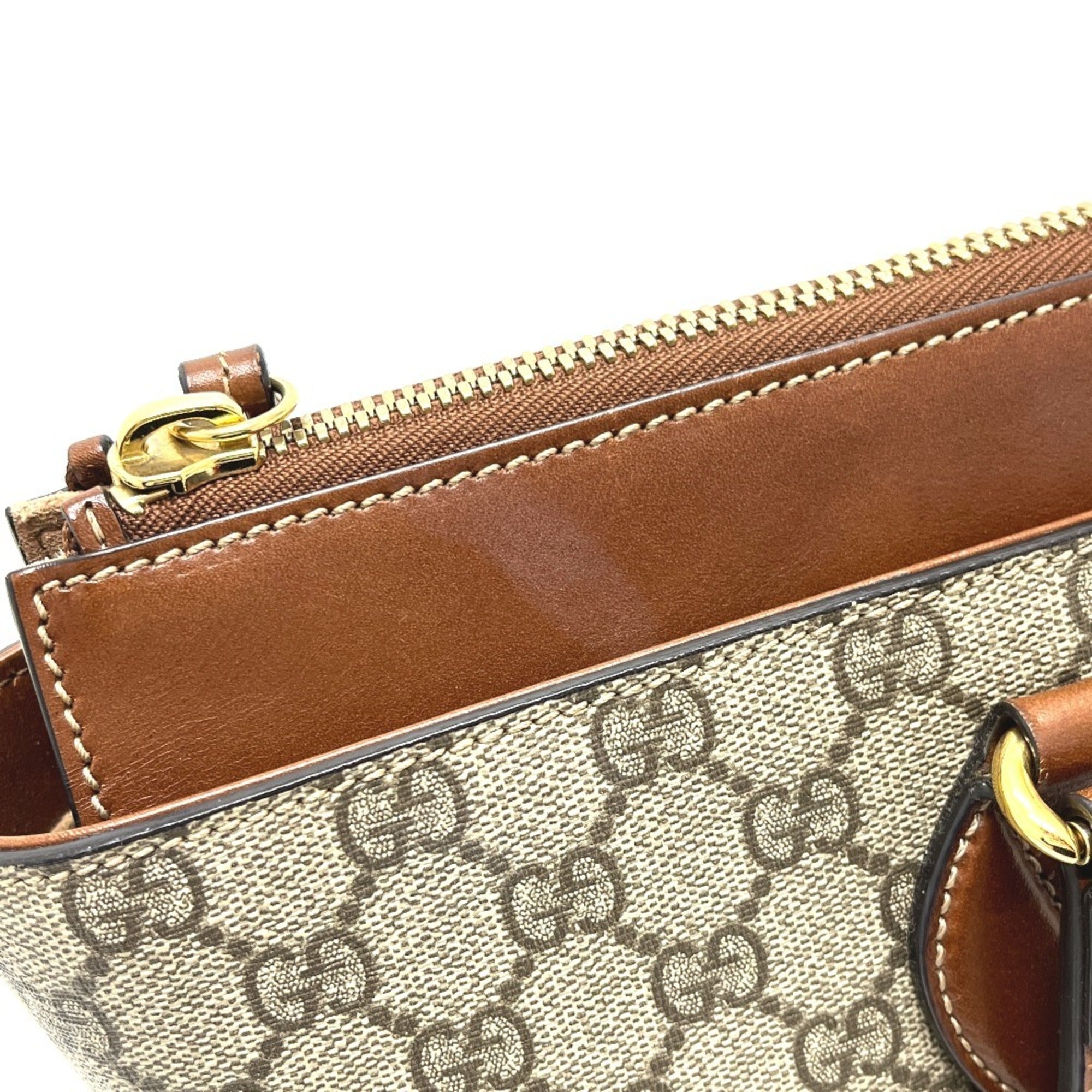 Gucci Beige Gg Canvas Handbag Shopping Bag Tote Bag (Pre-Owned)