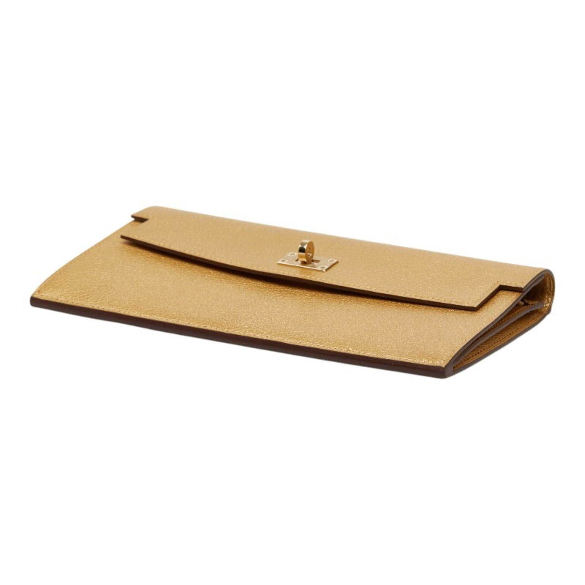 Hermes Gold Chevre Leather Long Wallet (Bi-Fold) (Pre-Owned)