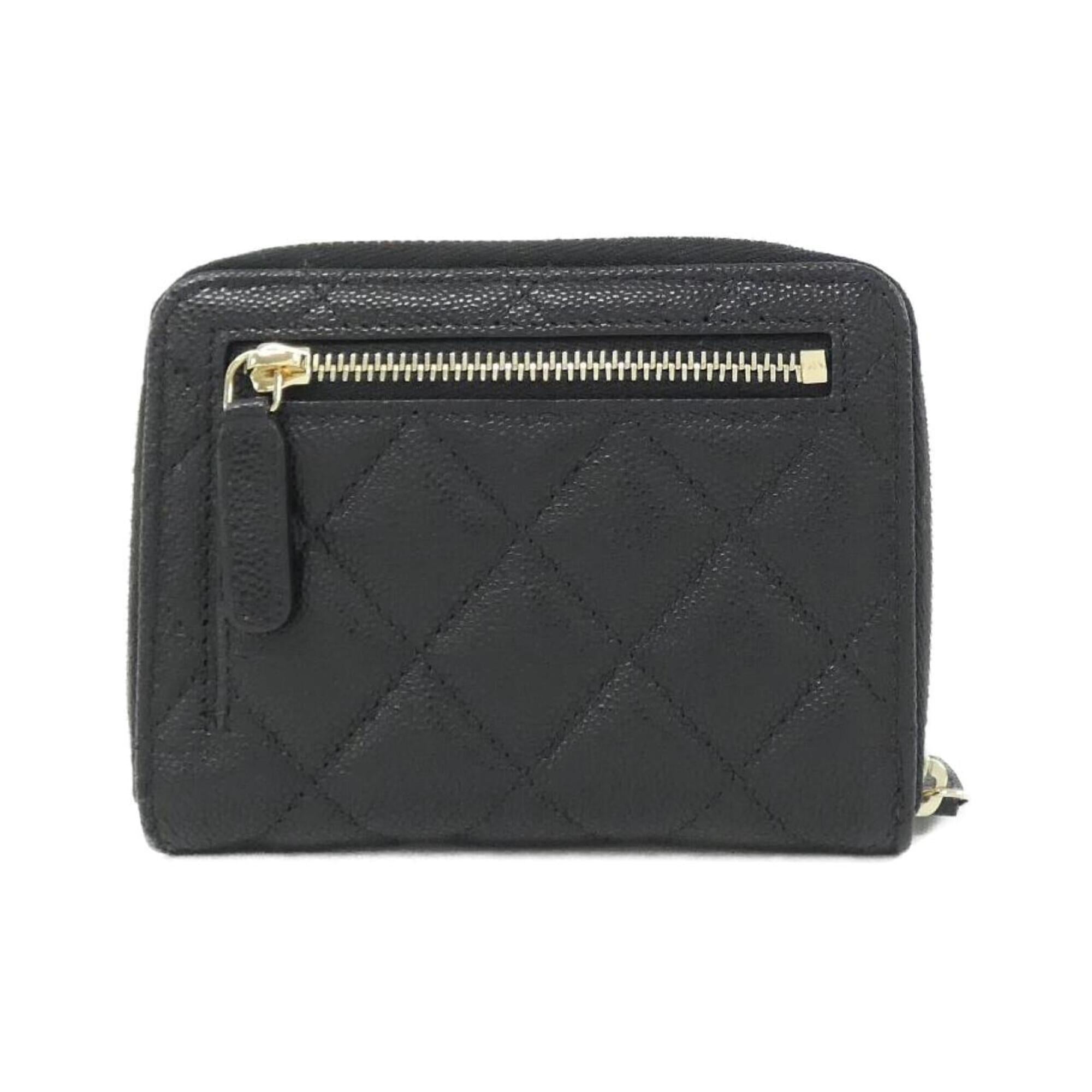 Chanel Black Grained Calfskin Wallet (Bi-Fold) (Pre-Owned)