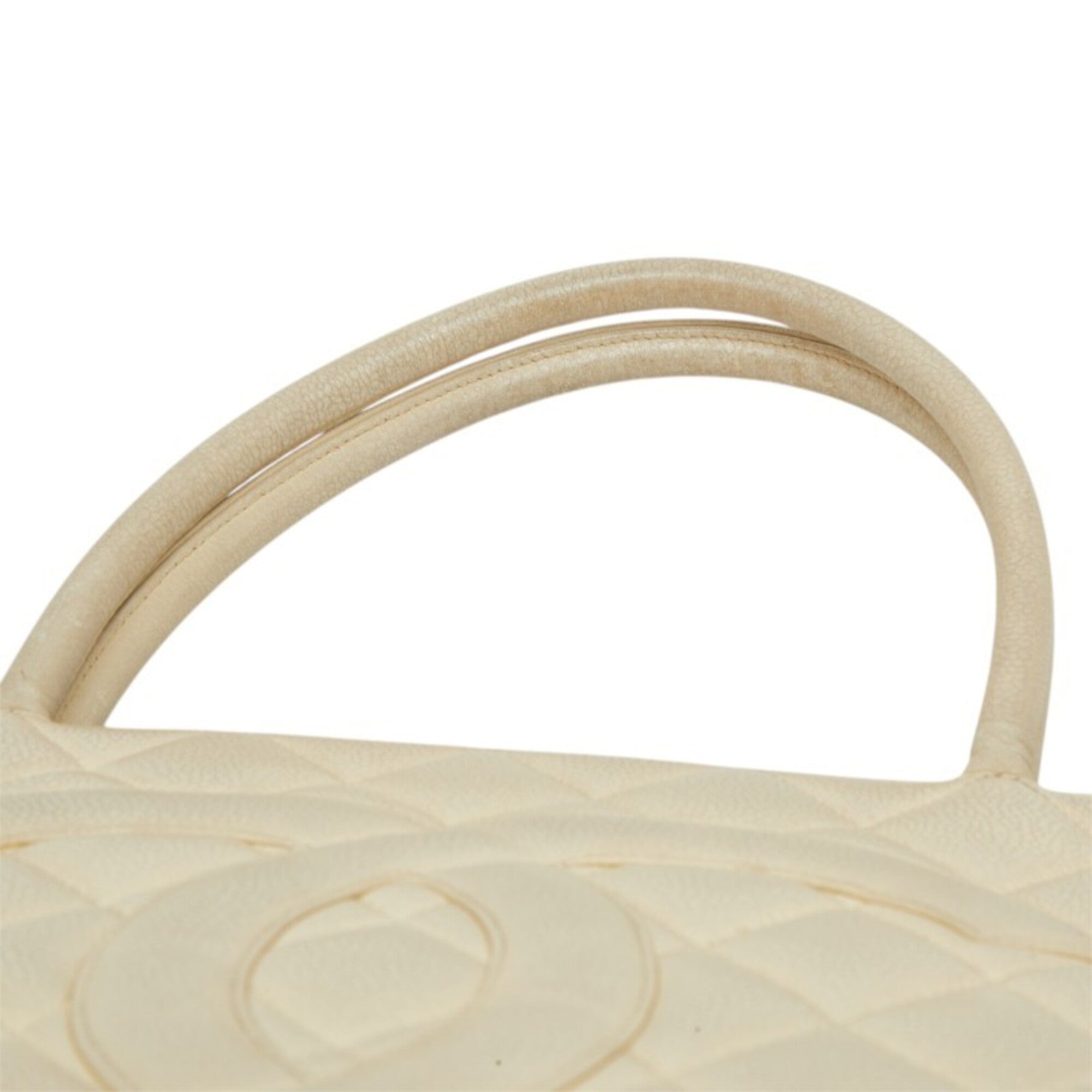 Chanel Ivory White Grained Calfskin Handbag Tote Bag (Pre-Owned)
