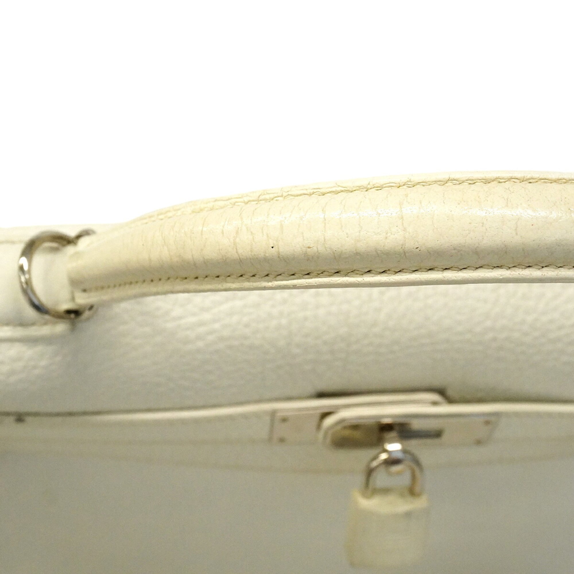 Hermes White Taurillon Clemence Leather Handbag (Pre-Owned)