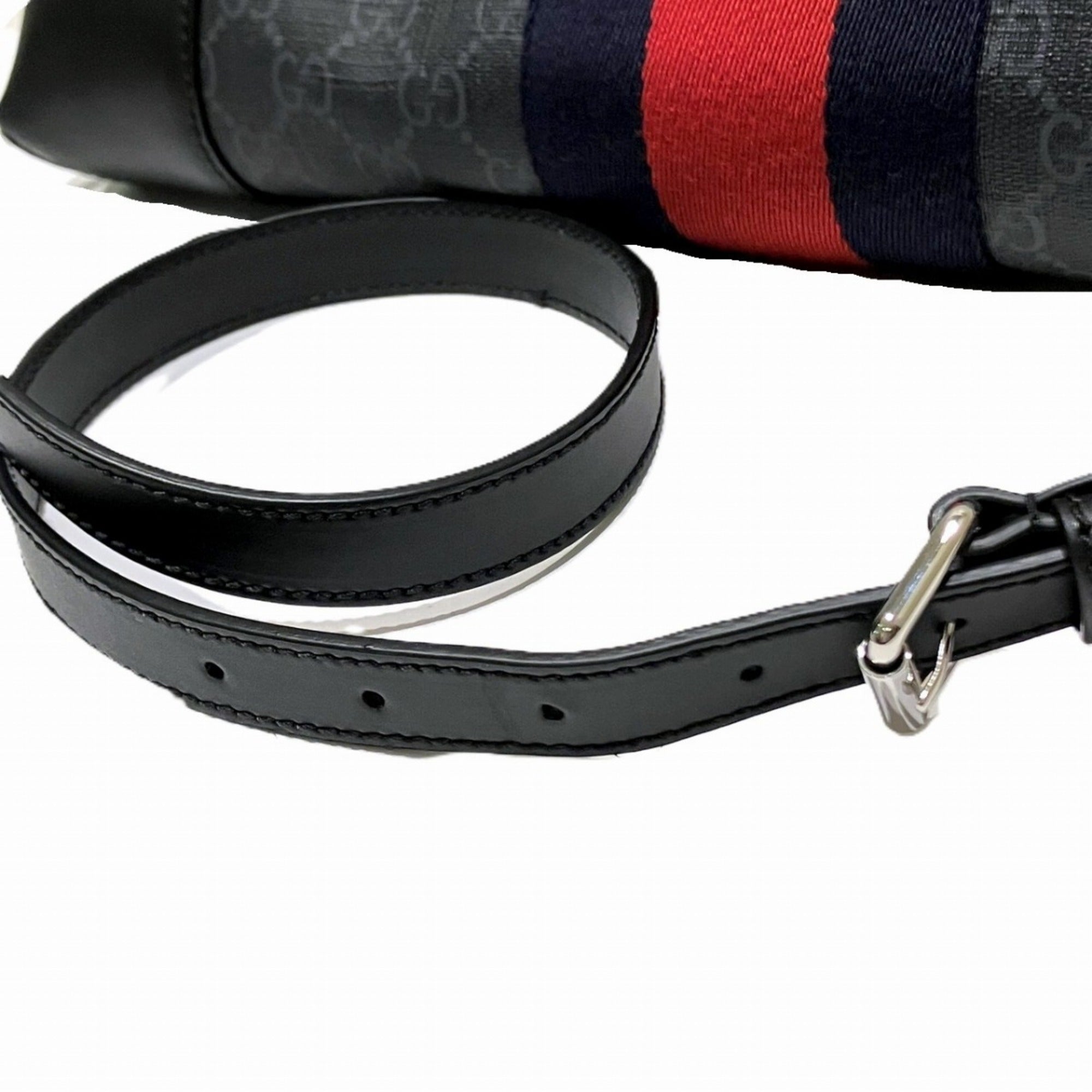Gucci Black Gg Supreme Canvas Leather Shoulder Bag (Pre-Owned)