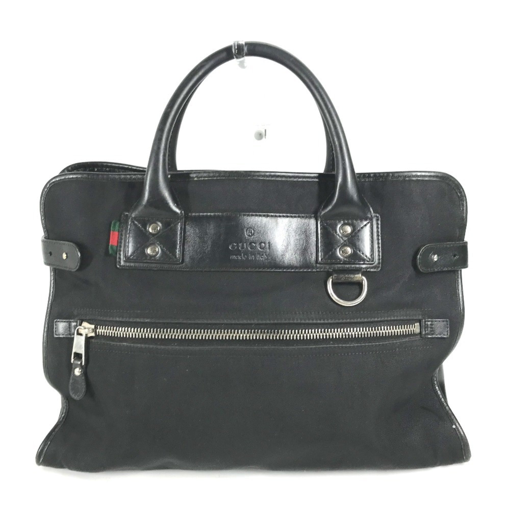 Gucci Black Nylon Leather Handbag Tote Bag (Pre-Owned)
