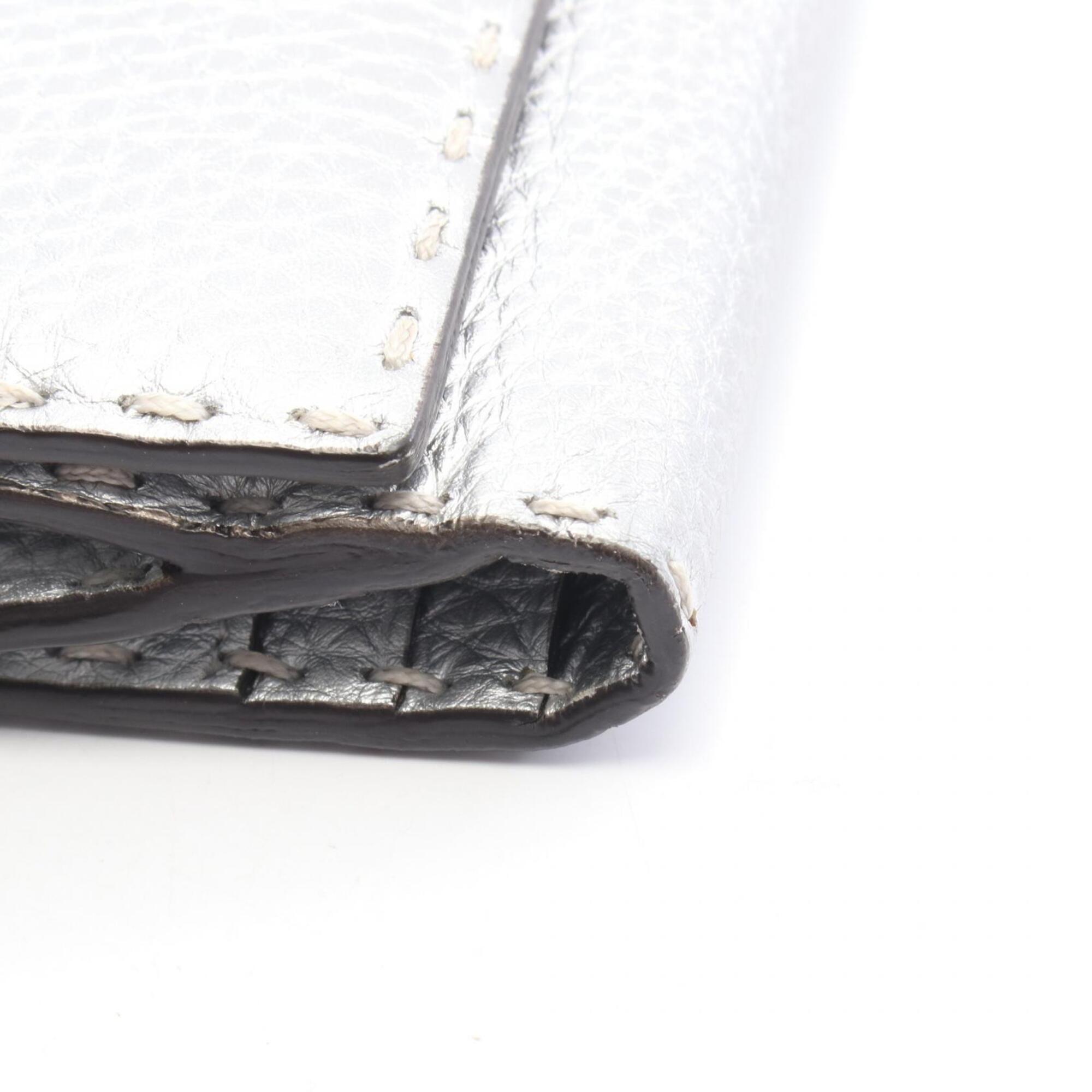 Fendi Silver Leather Long Wallet (Bi-Fold) (Pre-Owned)