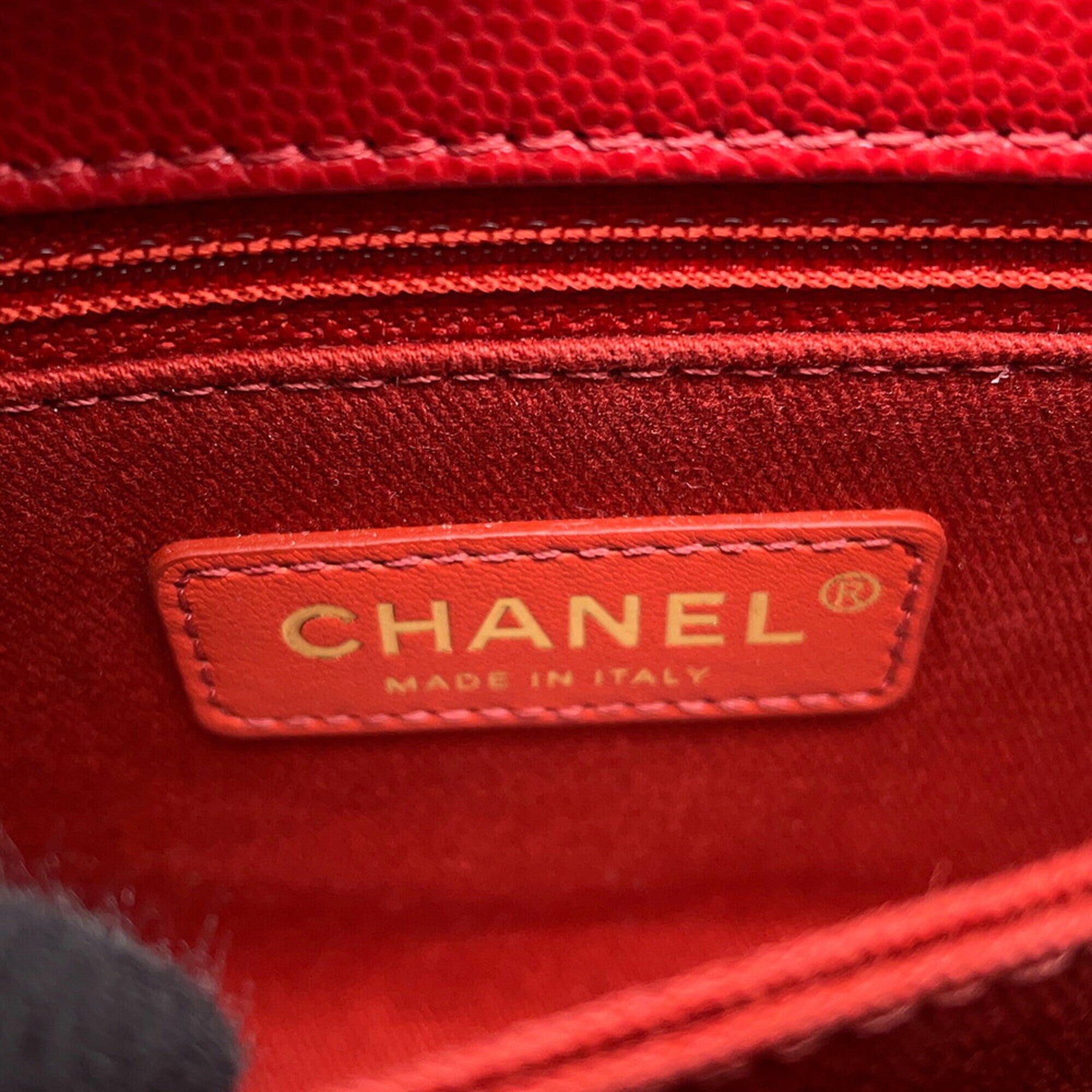 Chanel Red Color Grained Calfskin Handbag Shoulder Bag (Pre-Owned)