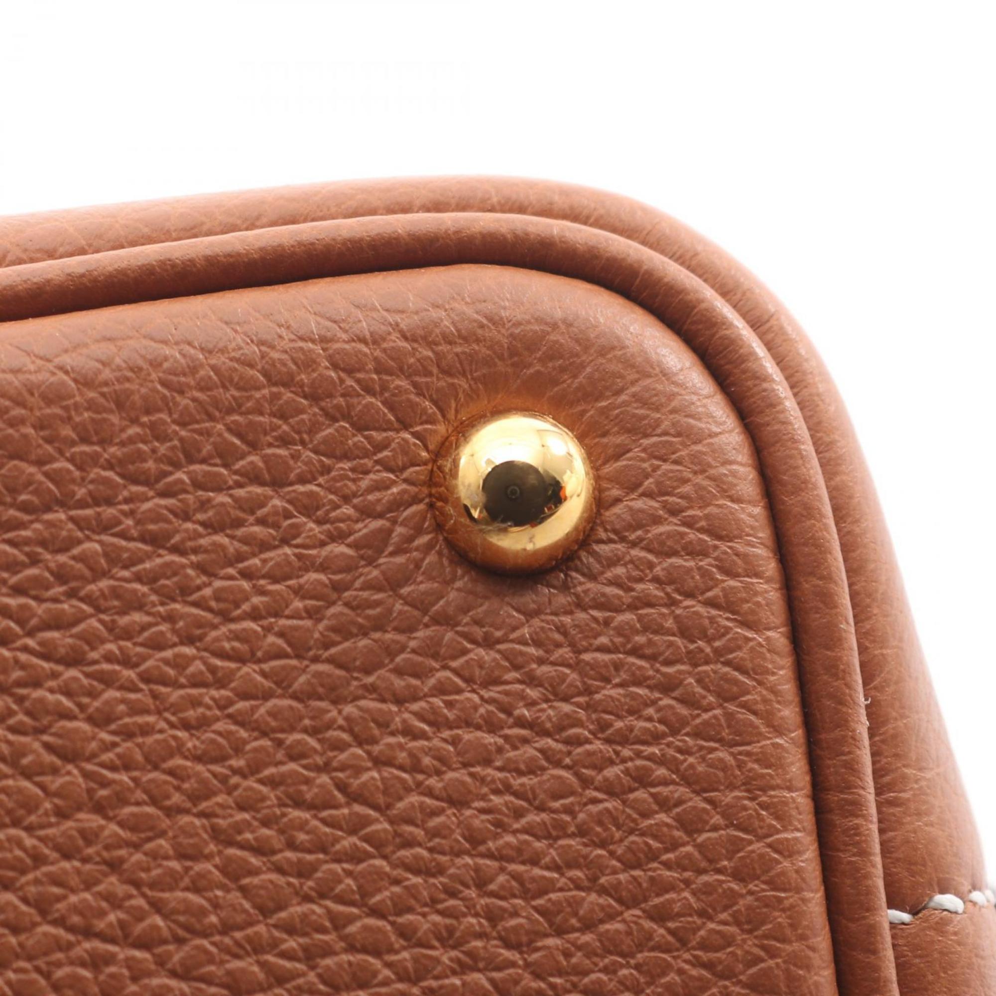 Hermes Brown Gold Brown Leather Handbag (Pre-Owned)