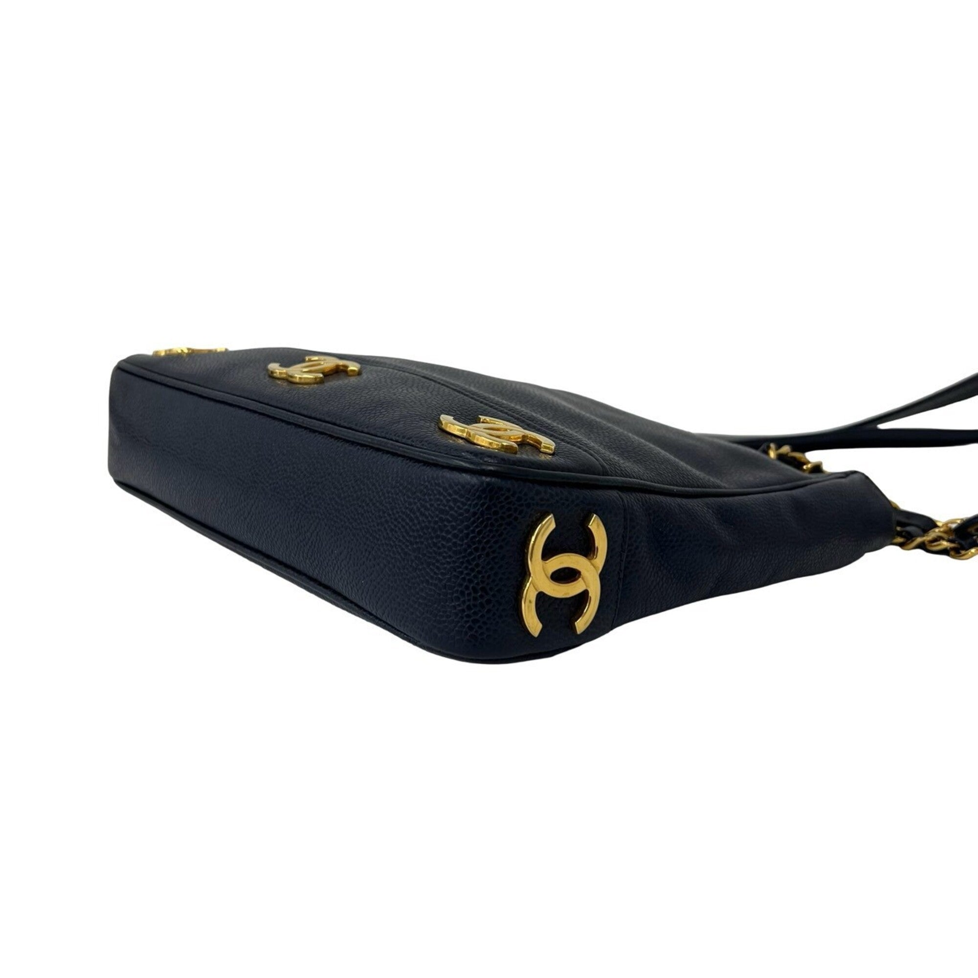 Chanel Navy Grained Calfskin Shoulder Bag Tote Bag (Pre-Owned)