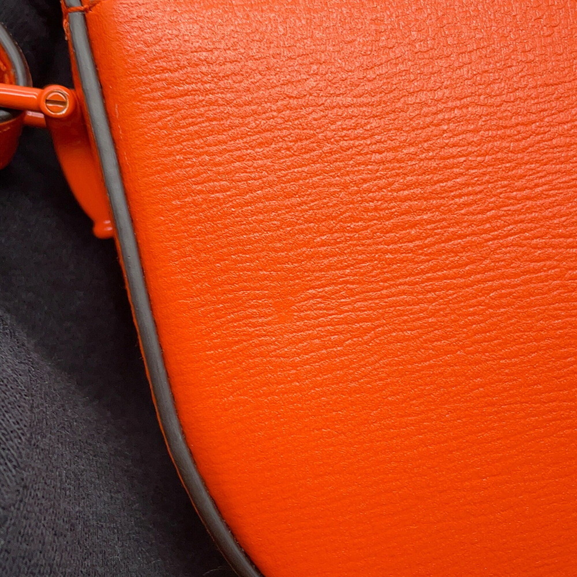 Gucci Horsebit Orange Leather Shoulder Bag (Pre-Owned)