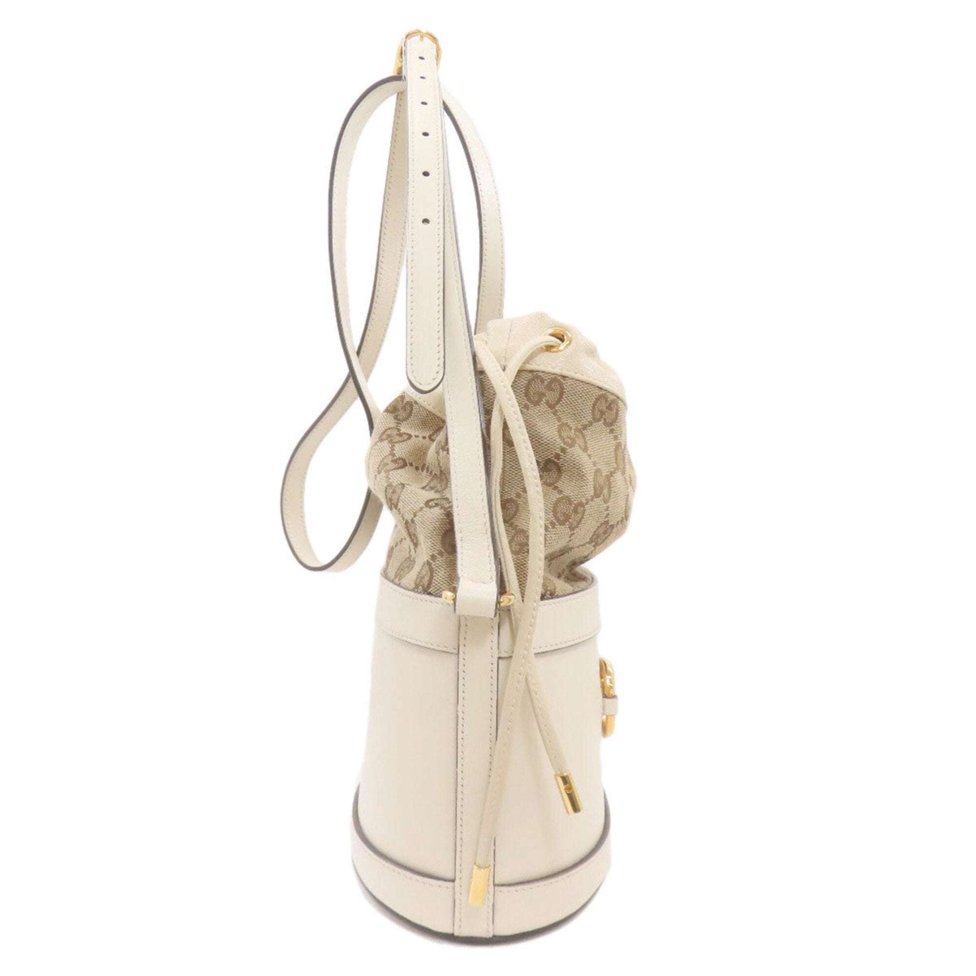 Gucci Horsebit Brown White Gg Canvas Shoulder Bag (Pre-Owned)