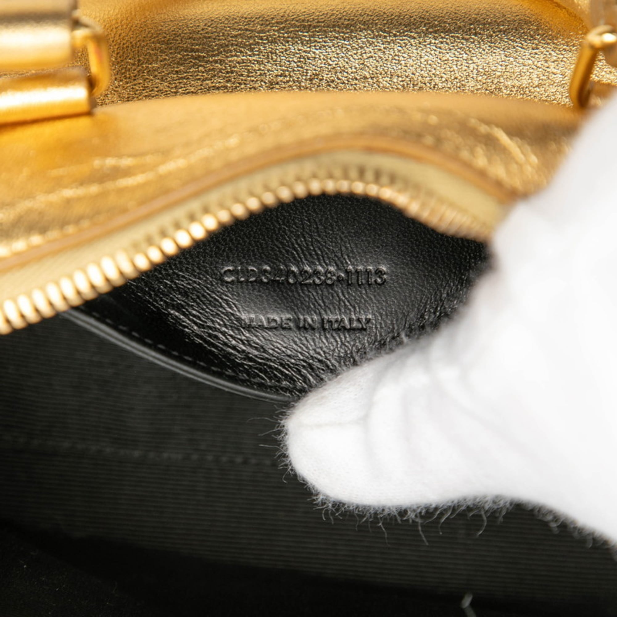Saint Laurent Gold Leather Handbag Shoulder Bag (Pre-Owned)