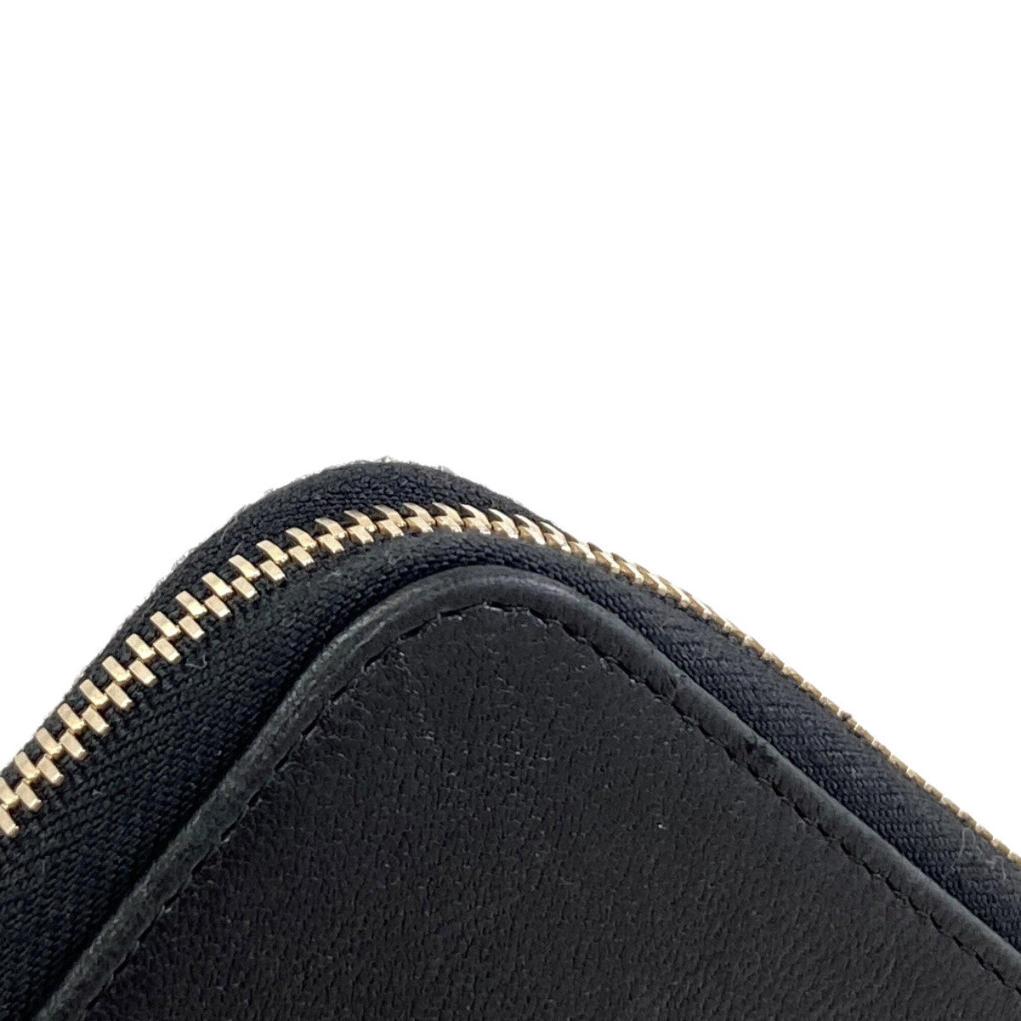 Chanel Beige Black Leather Long Wallet (Bi-Fold) (Pre-Owned)