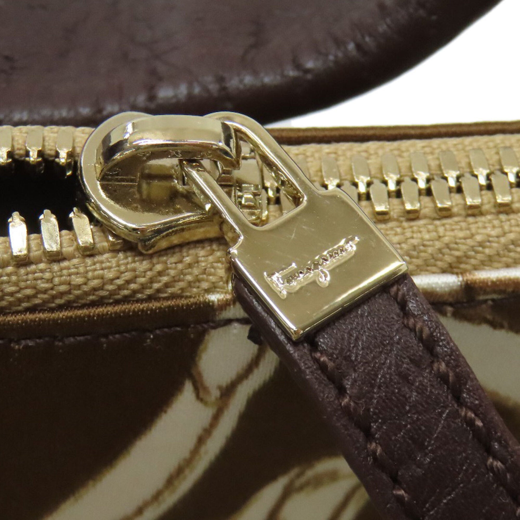 Salvatore Ferragamo Brown Nylon Handbag (Pre-Owned)