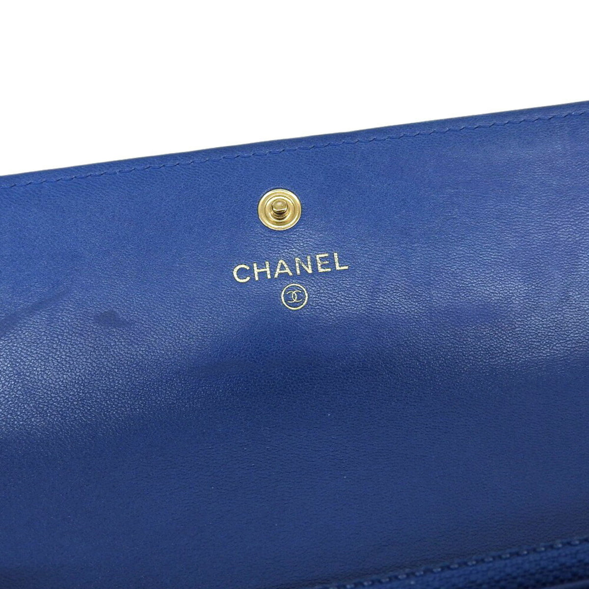 Chanel Blue Leather Long Wallet (Bi-Fold) (Pre-Owned)