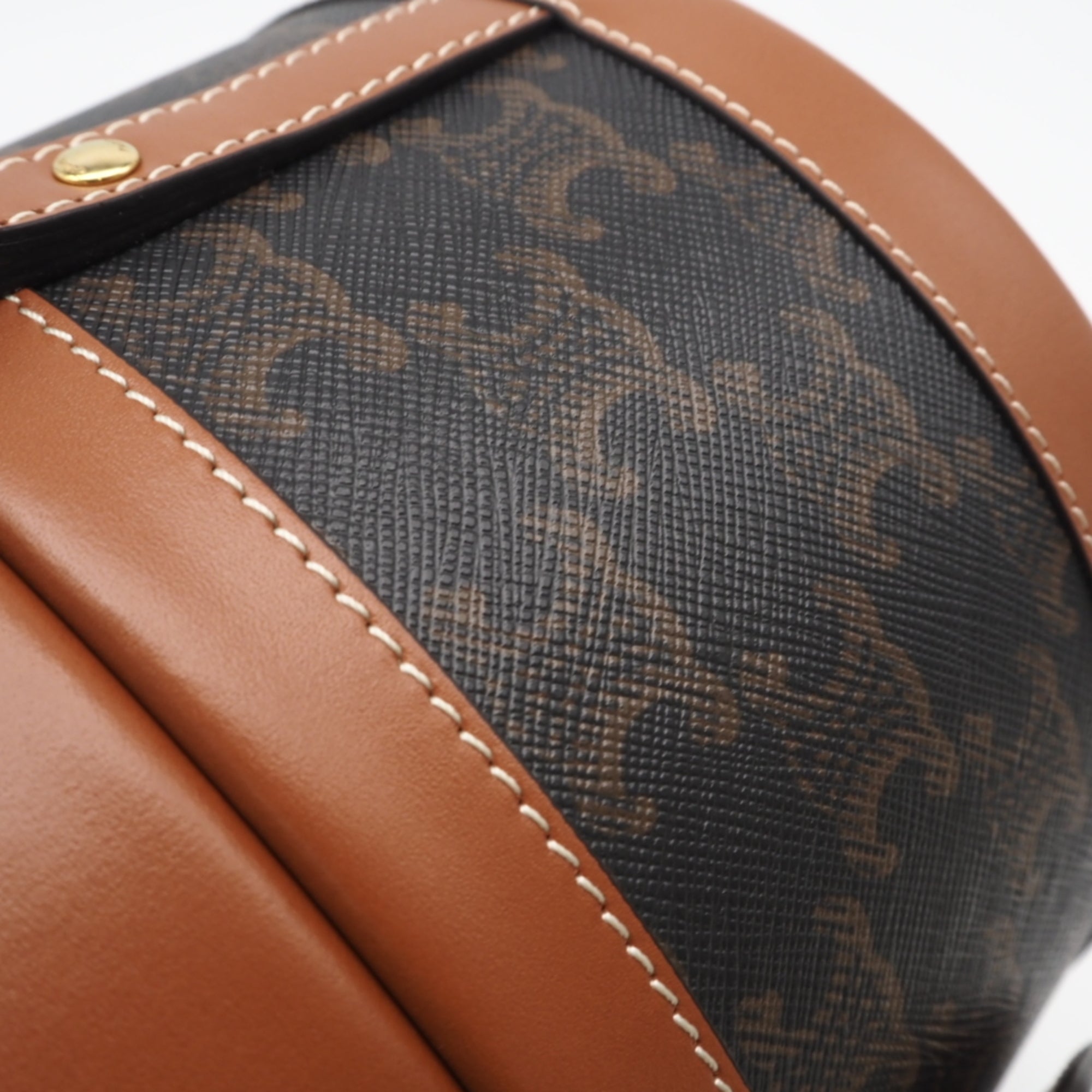 Celine Brown Coated Canvas Leather Shoulder Bag (Pre-Owned)