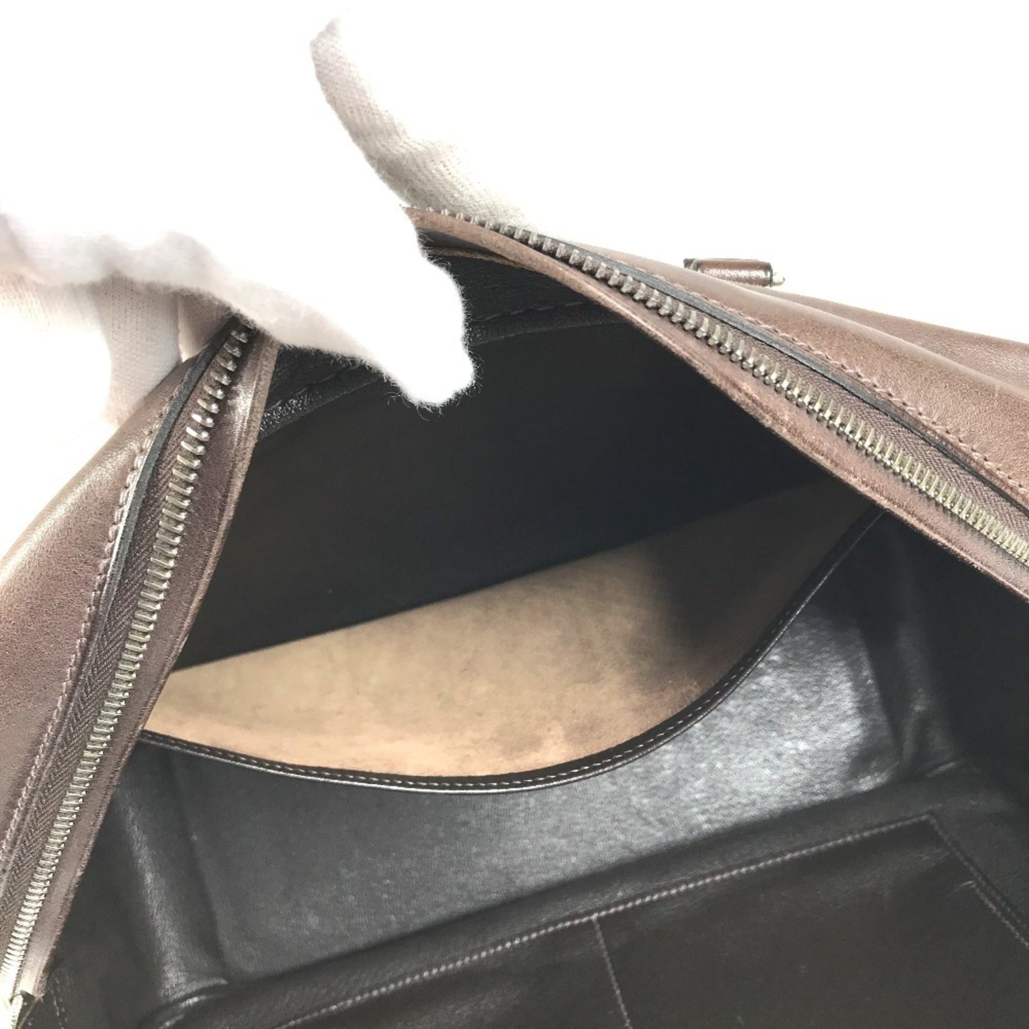 Hermes Plume Beige Brown Toile H Gulliver Leather Handbag Tote Bag (Pre-Owned)