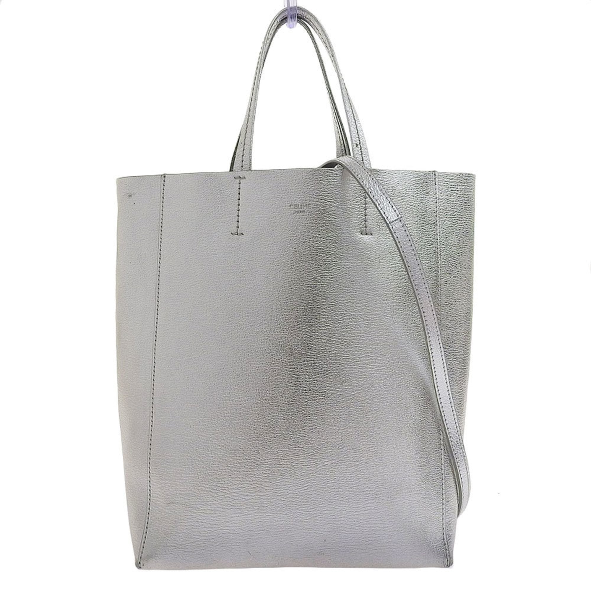 Celine Silver Leather Handbag Shoulder Bag (Pre-Owned)