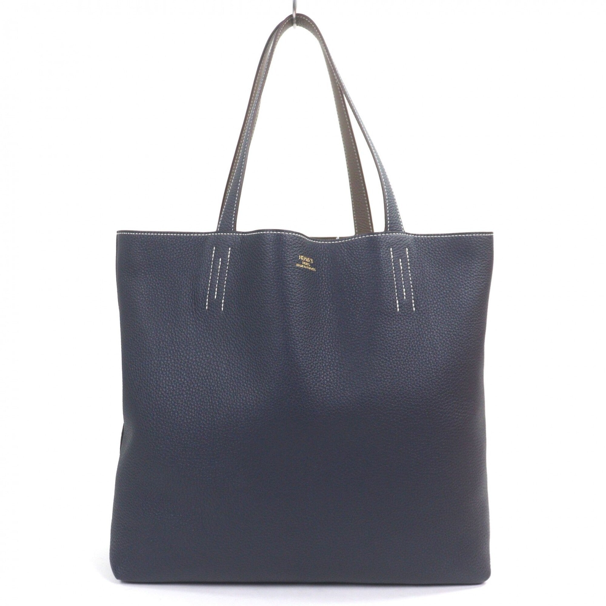 Hermes Blue Nuit Etoupe Gray Taurillon Clemence Leather (Pre-Owned)